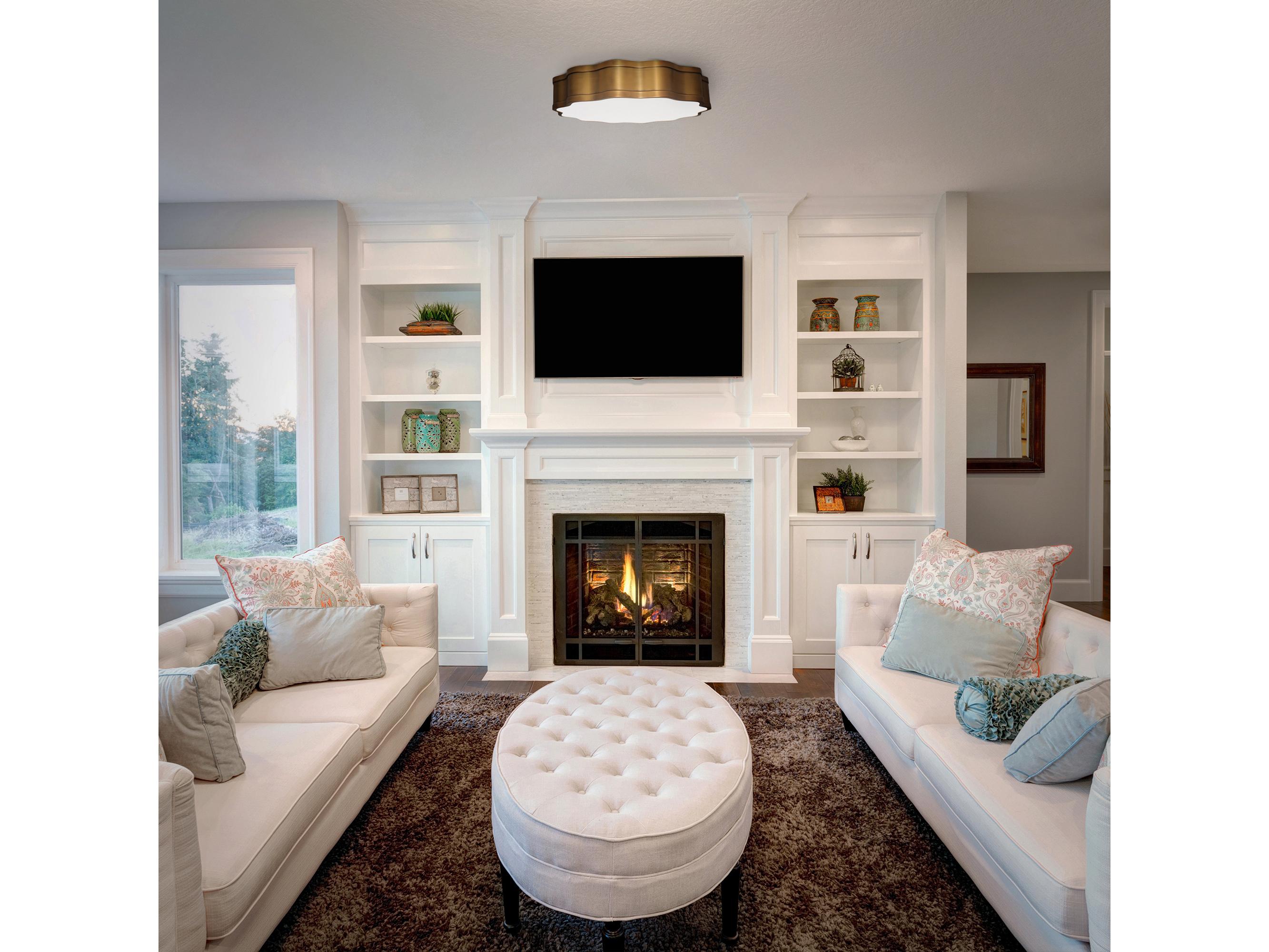 dweLED by WAC Lighting Vaughan 1-Light Aged Brass LED Bowl Round Flush Mount