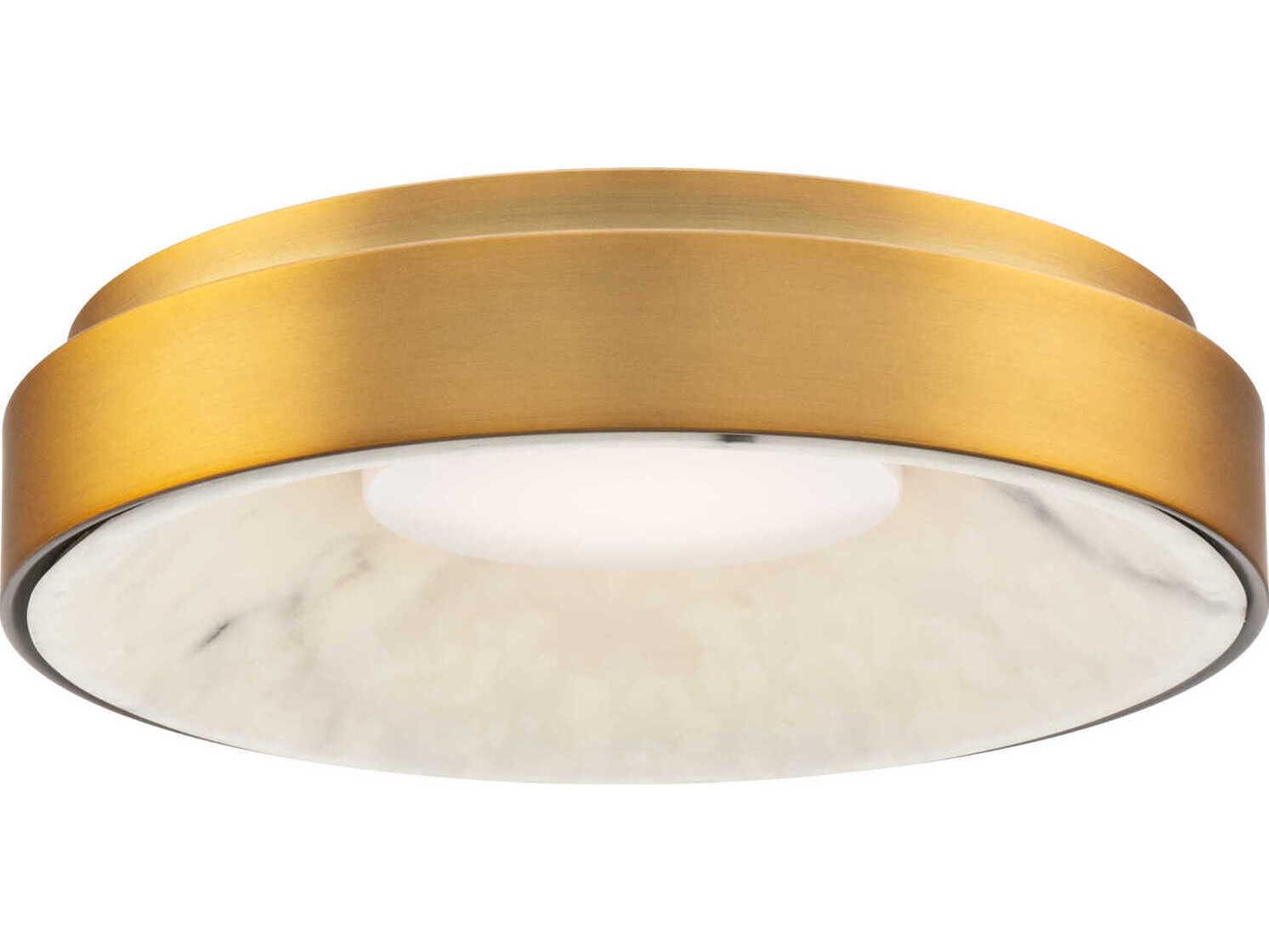 dweLED by WAC Lighting Crackle 1-Light Aged Brass Round Flush Mount