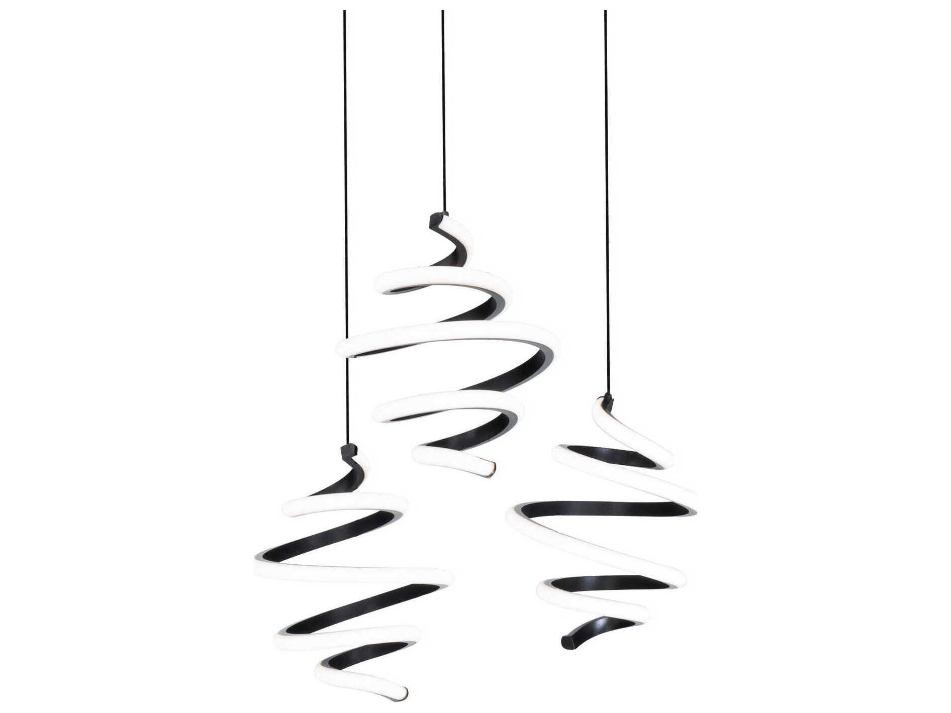 dweLED by WAC Lighting Whirl 3-Light Black Mini Pendant