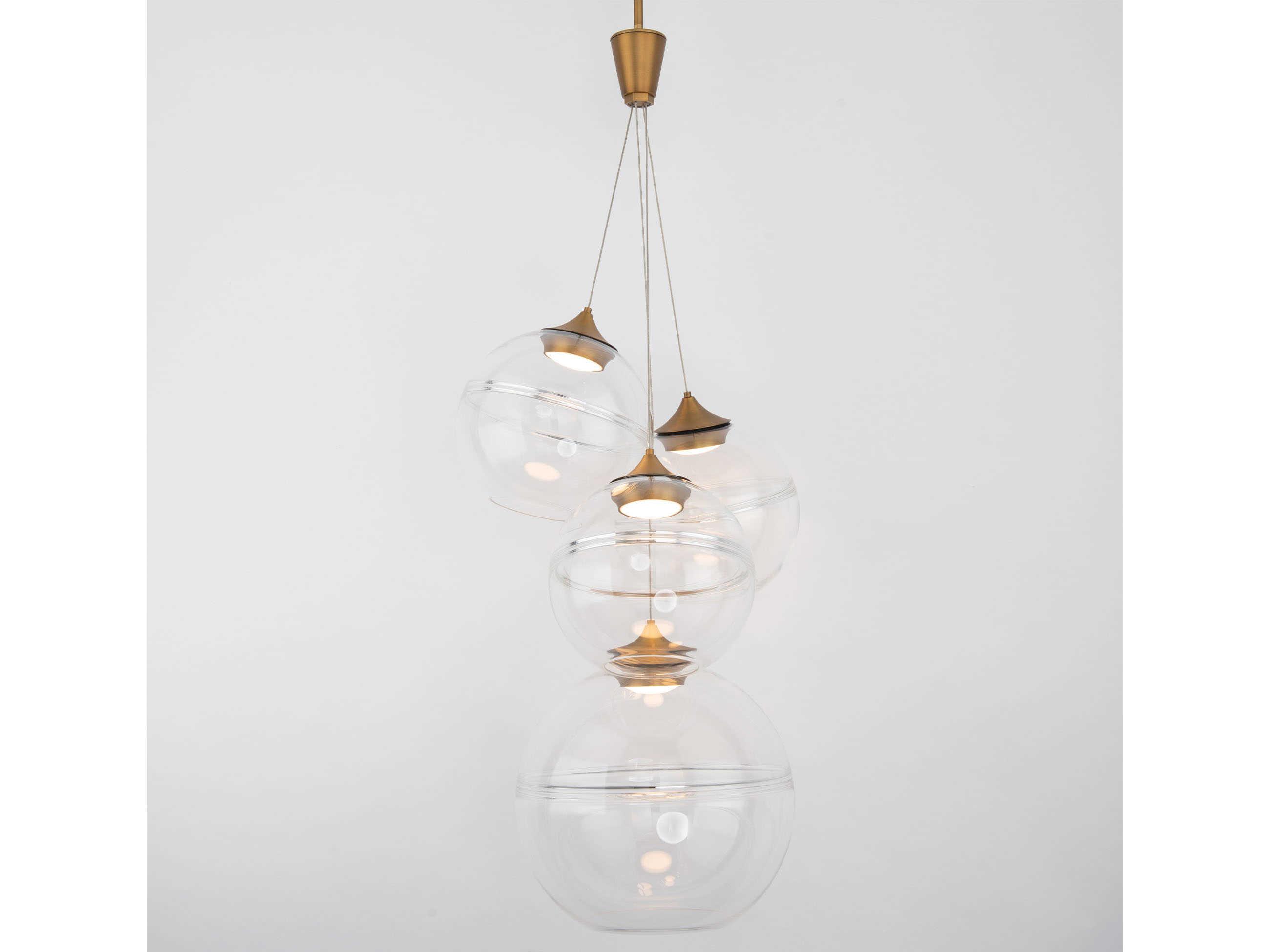 dweLED by WAC Lighting Bistro 4-Light Aged Brass Glass LED Globe Pendant