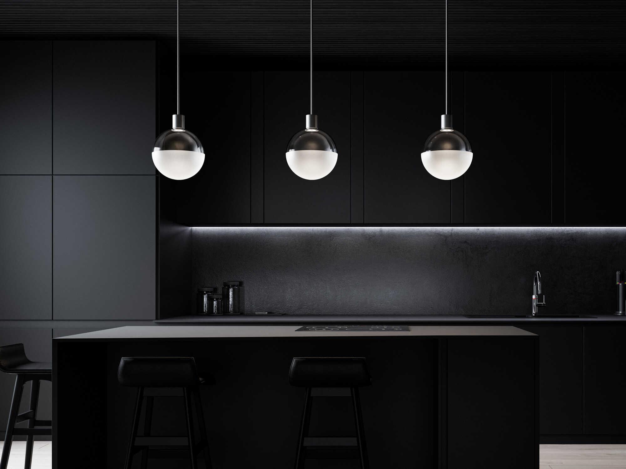 dweLED by WAC Lighting Gaze 1-Light Black Globe Mini Pendant