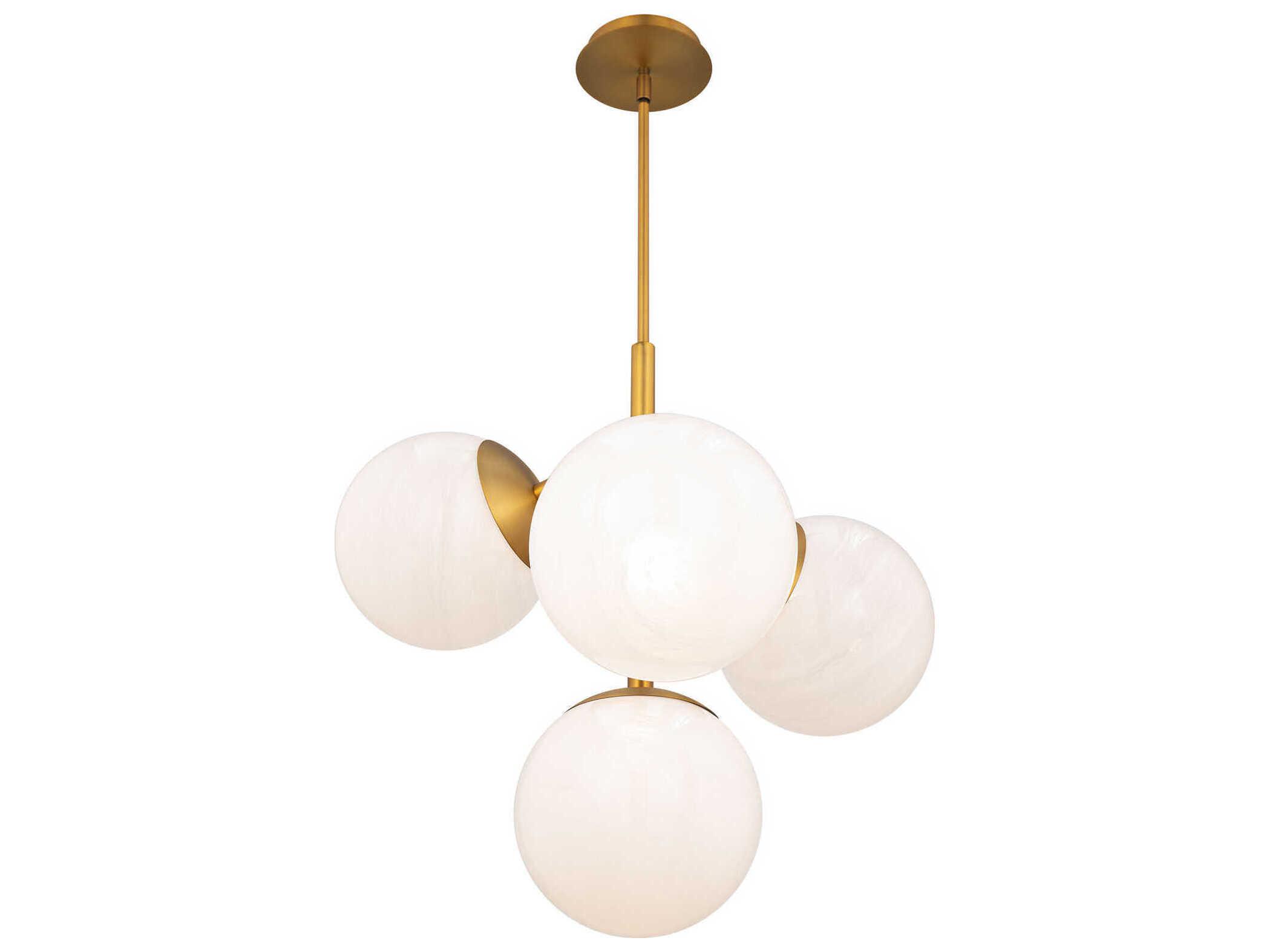 dweLED by WAC Lighting Quatrro 4-Light Aged Brass Globe Pendant