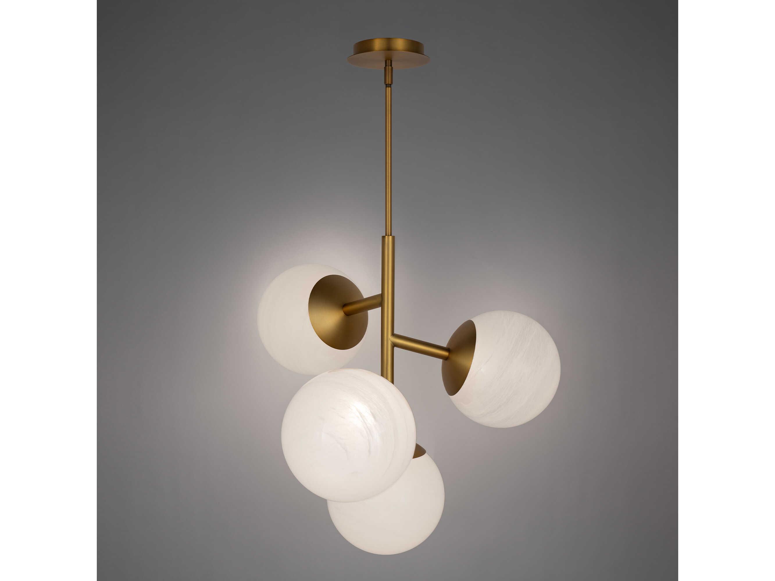 dweLED by WAC Lighting Quatrro 4-Light Aged Brass Globe Pendant