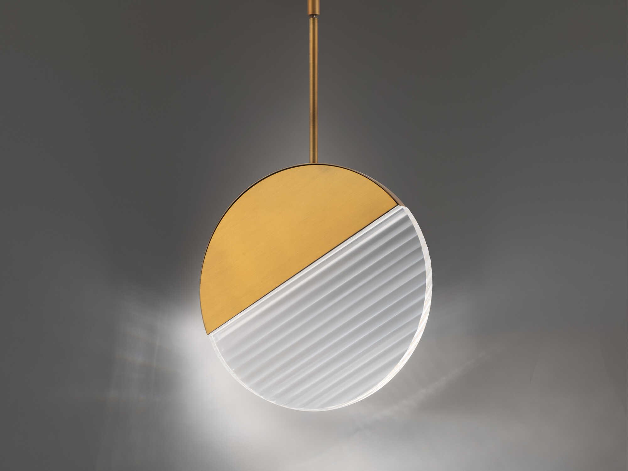 dweLED by WAC Lighting Crescent 1-Light Aged Brass Round Mini Pendant