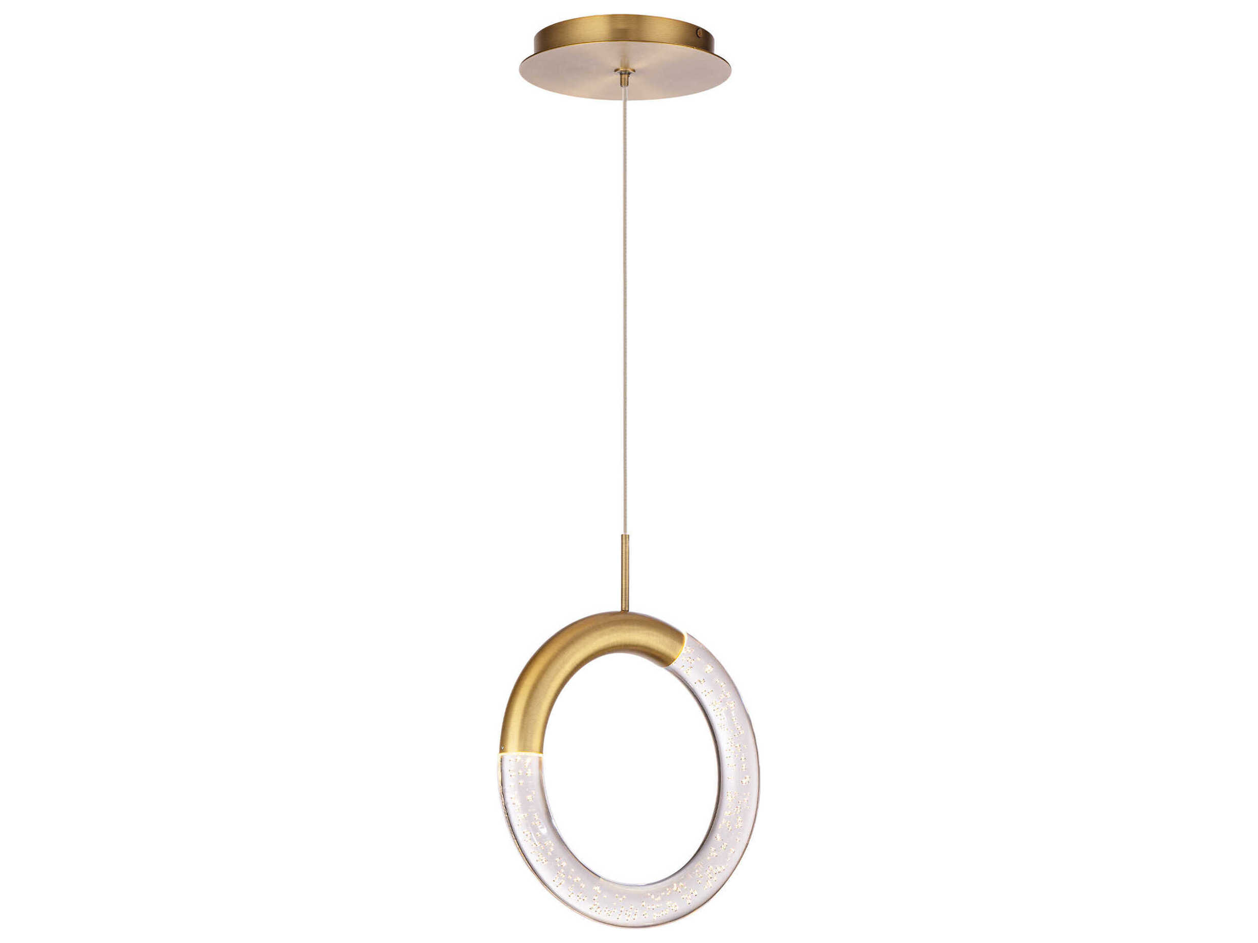 dweLED by WAC Lighting Ringlet 1-Light Aged Brass LED Round Mini Pendant
