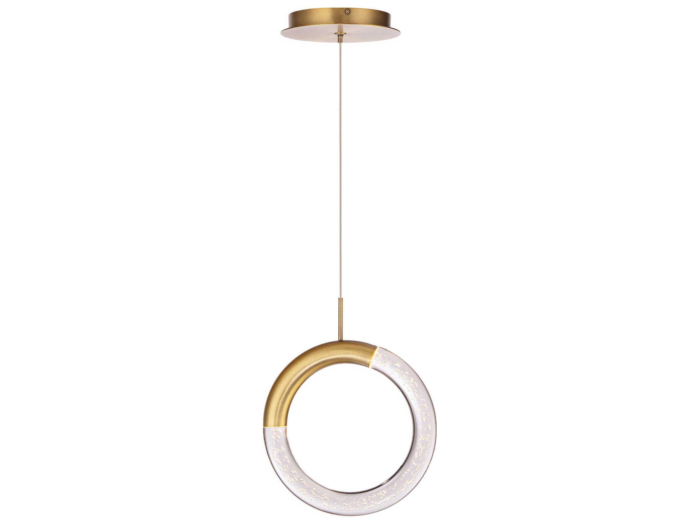 dweLED by WAC Lighting Ringlet 1-Light Aged Brass LED Round Mini Pendant
