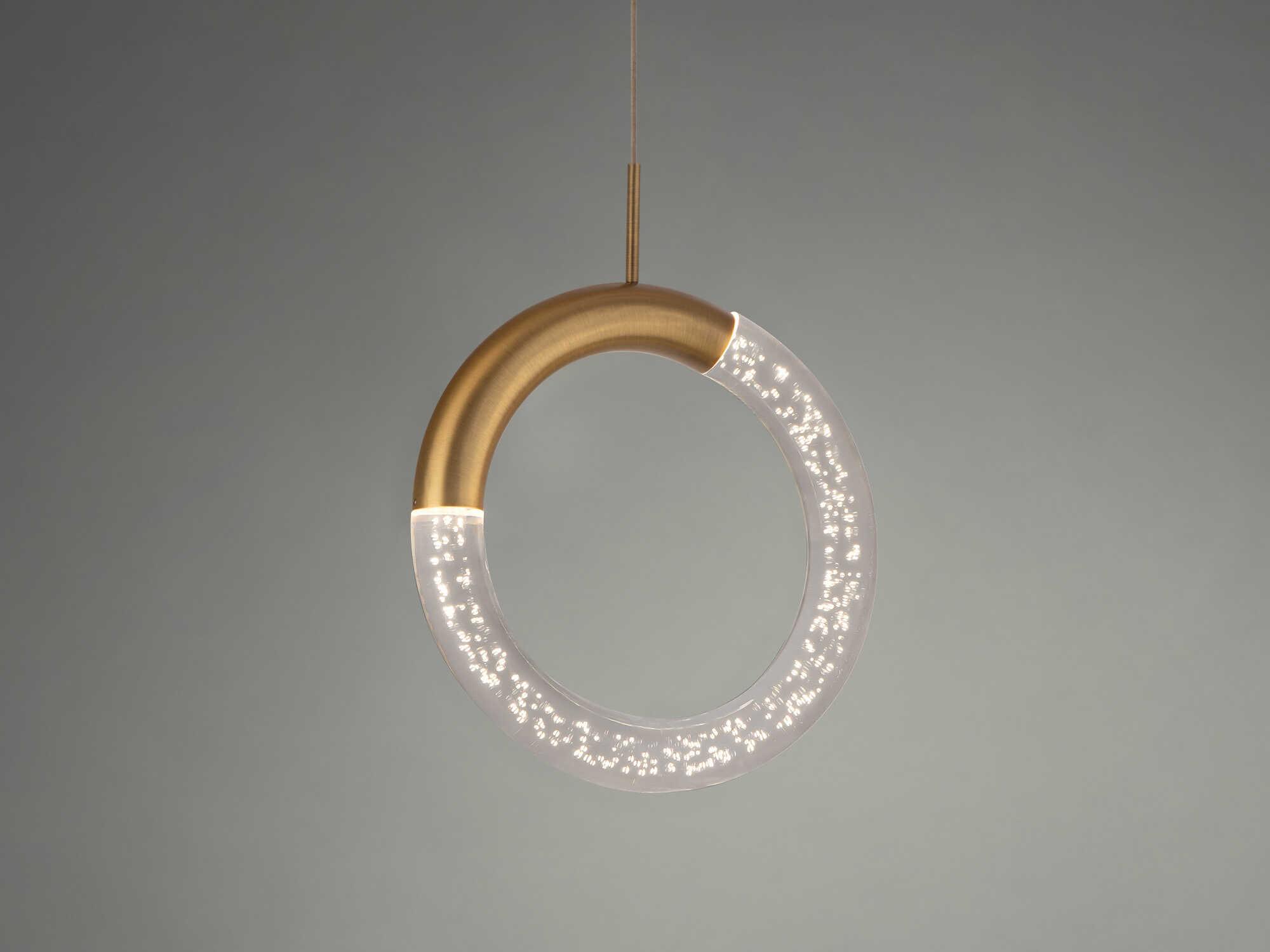 dweLED by WAC Lighting Ringlet 1-Light Aged Brass LED Round Mini Pendant