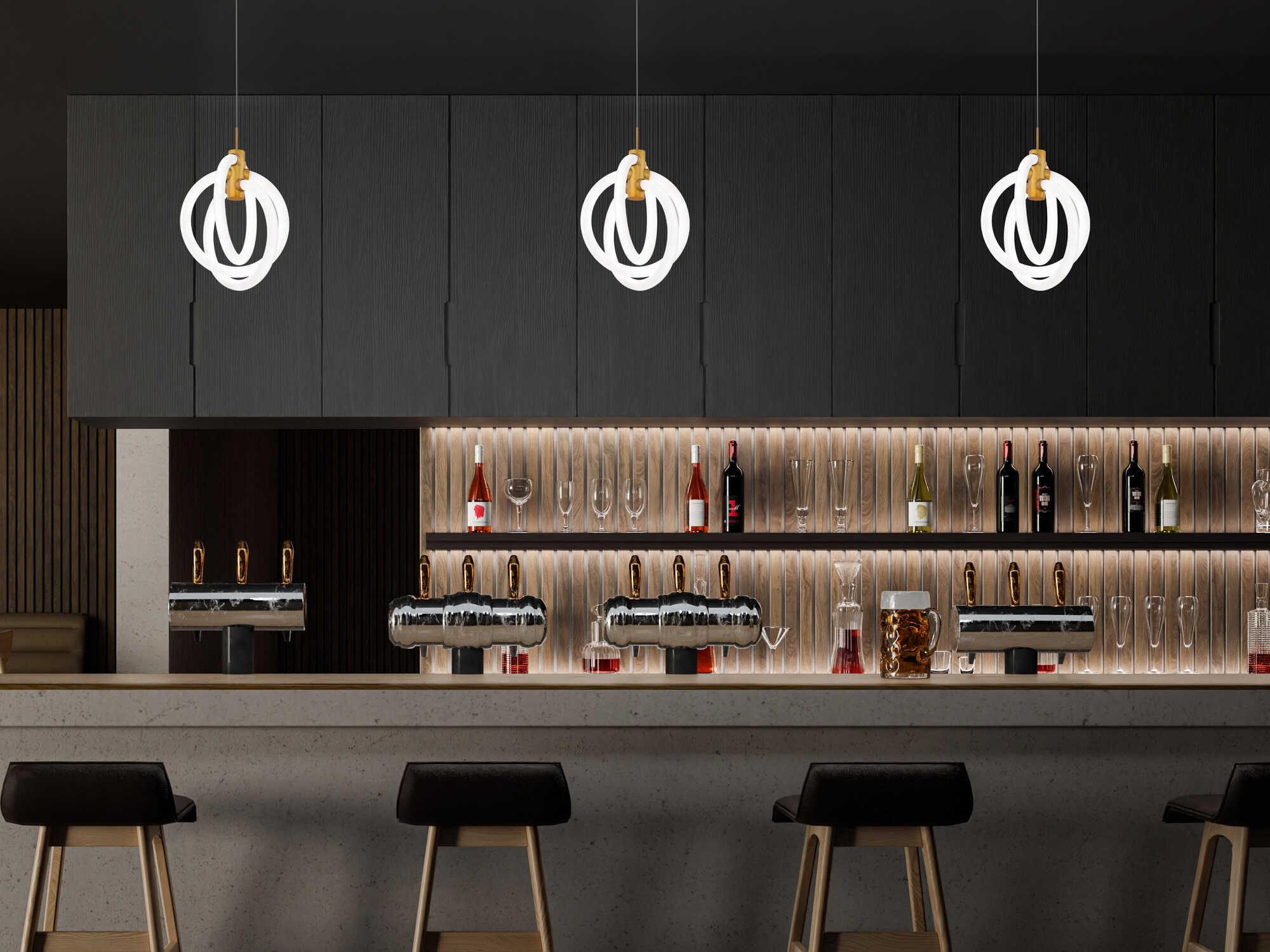 dweLED by WAC Lighting Knot 3-Light Aged Brass Mini Pendant