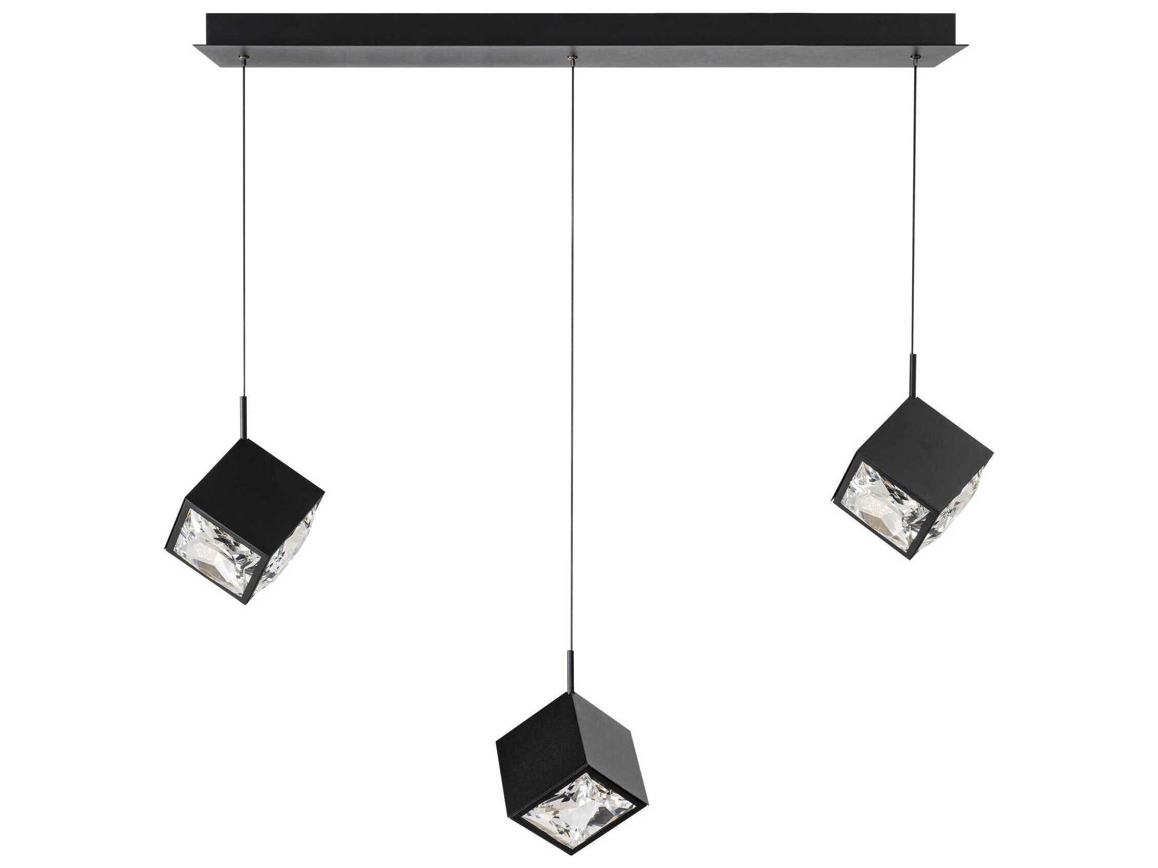 dweLED by WAC Lighting Ice Cube 3-Light Black Geometric Island Pendant
