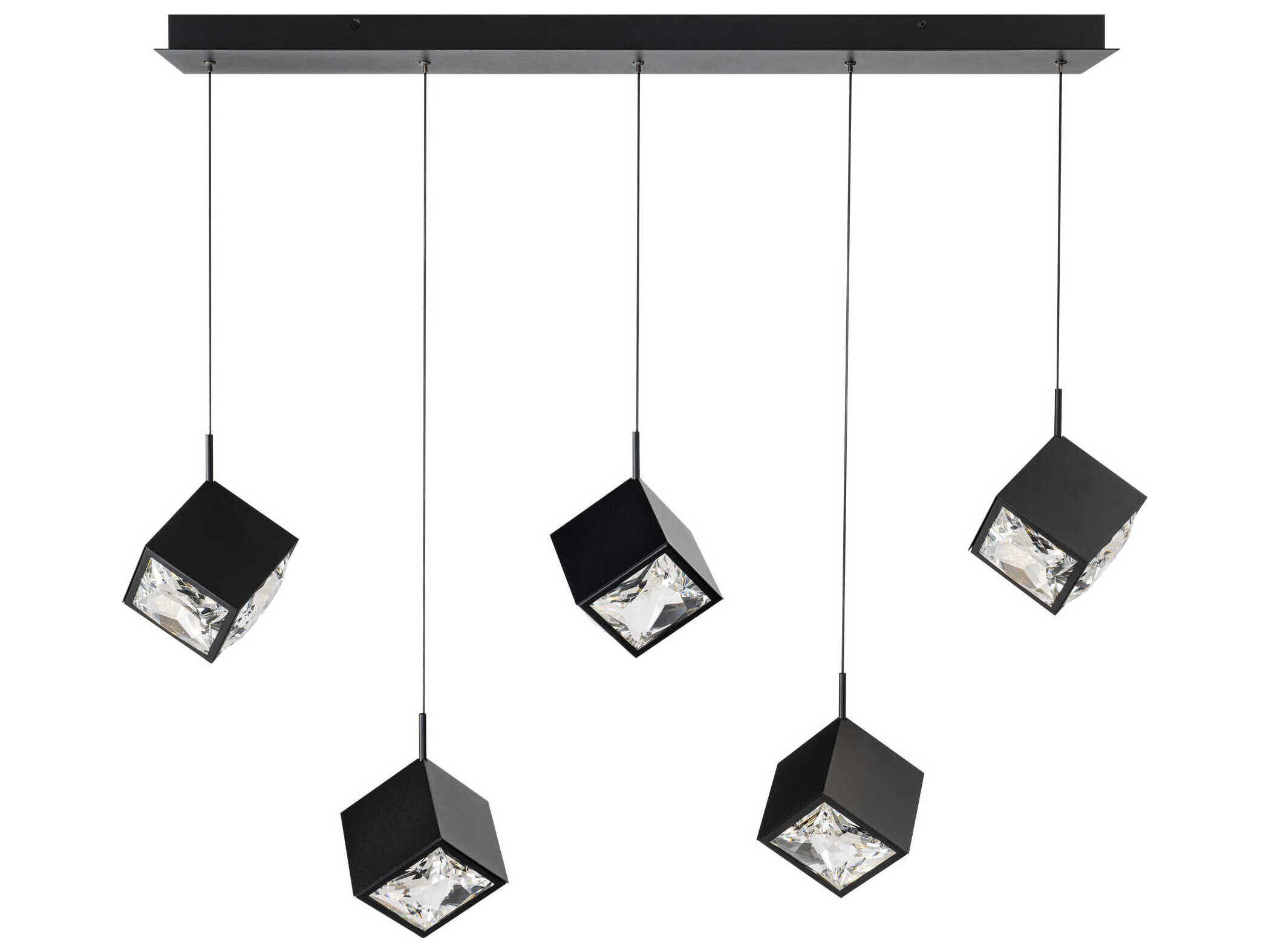 dweLED by WAC Lighting Ice Cube 5-Light Black Geometric Island Pendant
