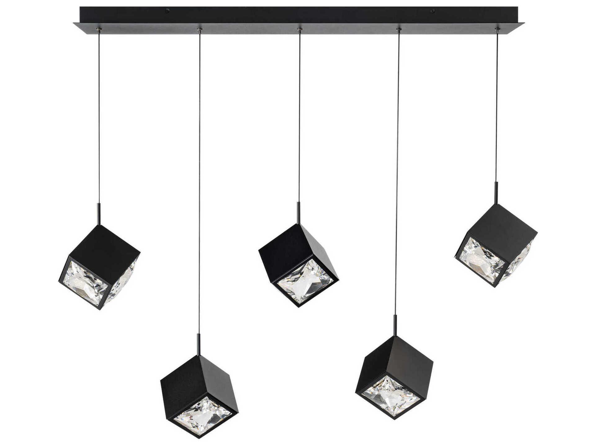 dweLED by WAC Lighting Ice Cube 5-Light Black Geometric Island Pendant