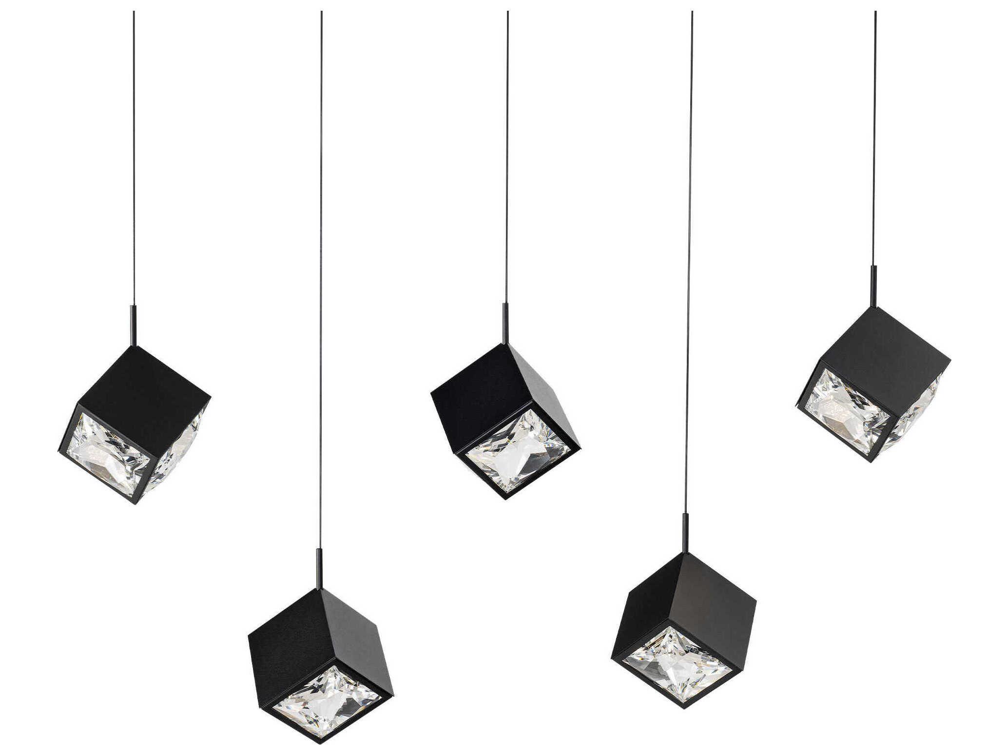 dweLED by WAC Lighting Ice Cube 5-Light Black Geometric Island Pendant