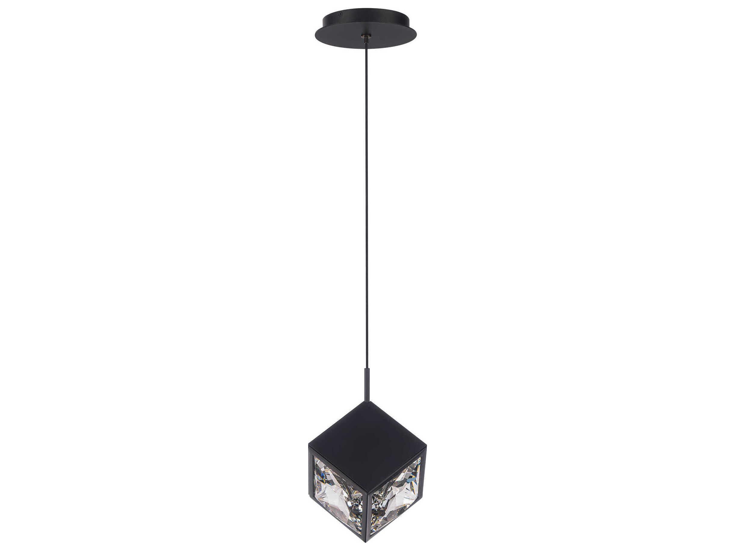 dweLED by WAC Lighting Ice Cube 1-Light Black Crystal LED Geometric Mini Pendant