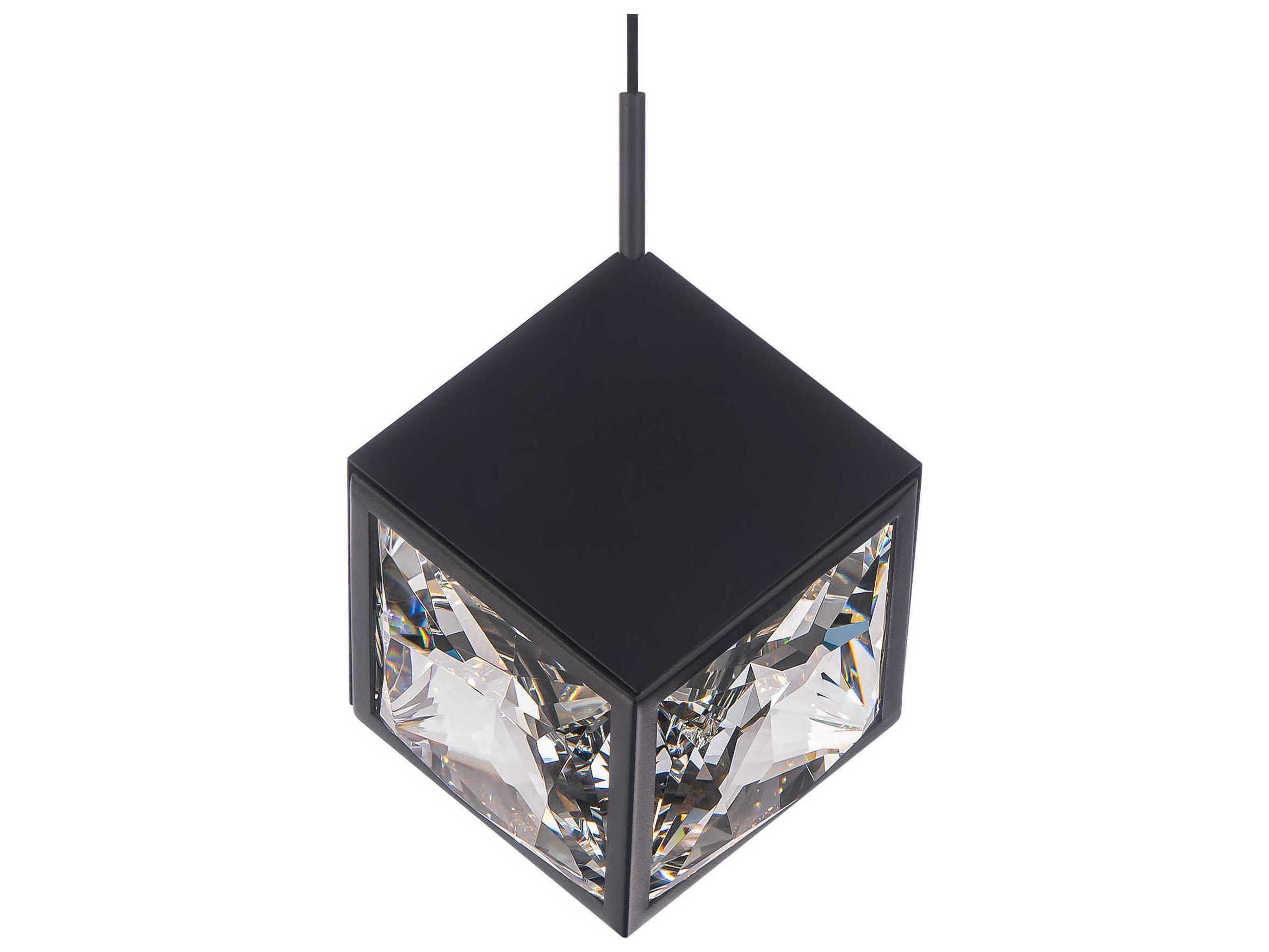 dweLED by WAC Lighting Ice Cube 1-Light Black Crystal LED Geometric Mini Pendant