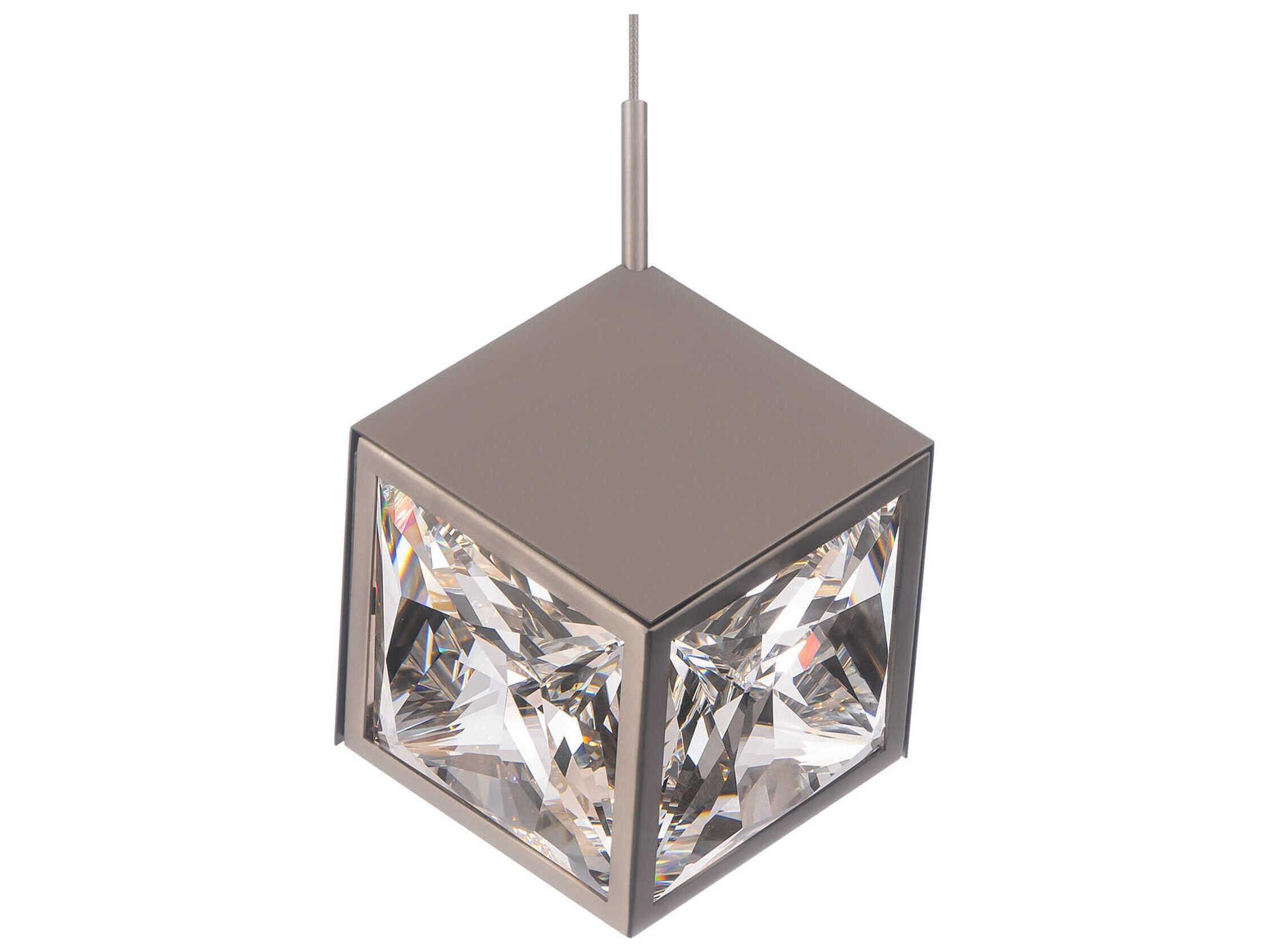 dweLED by WAC Lighting Ice Cube 1-Light Brushed Nickel Crystal LED Geometric Mini Pendant