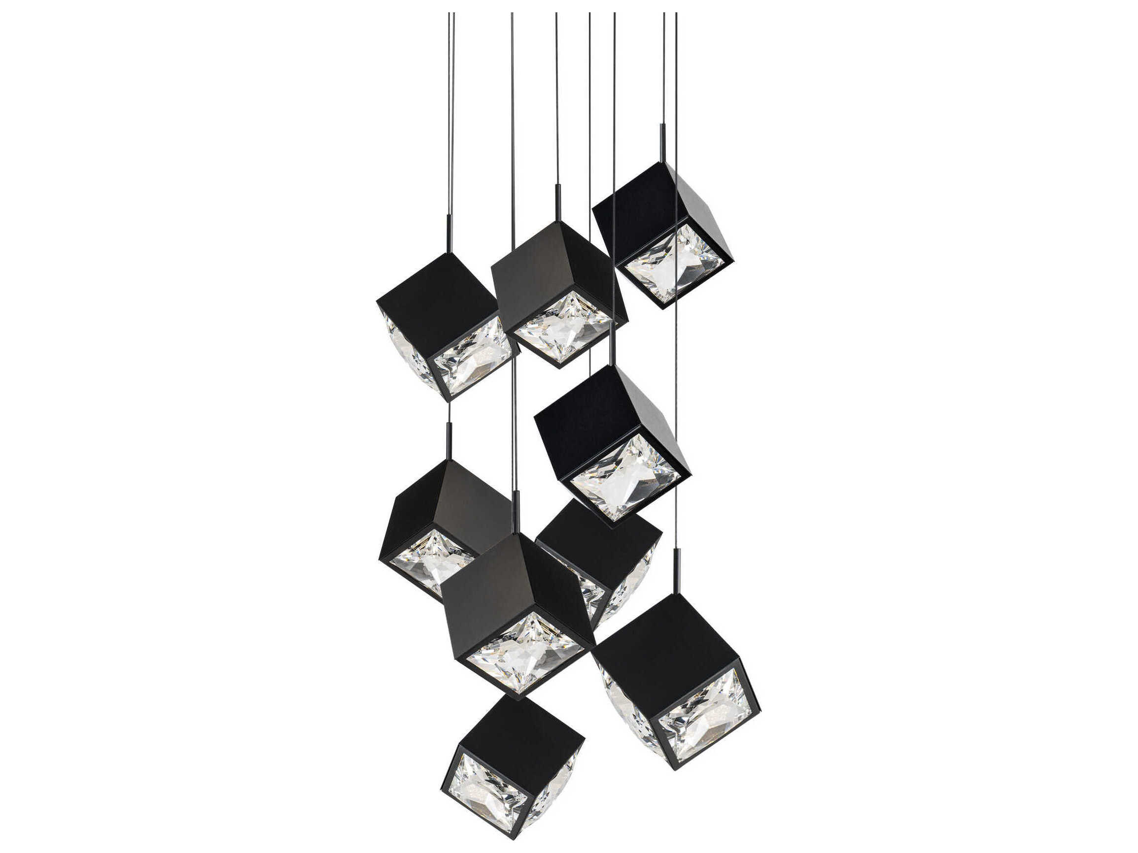 dweLED by WAC Lighting Ice Cube 9-Light Black Geometric Pendant