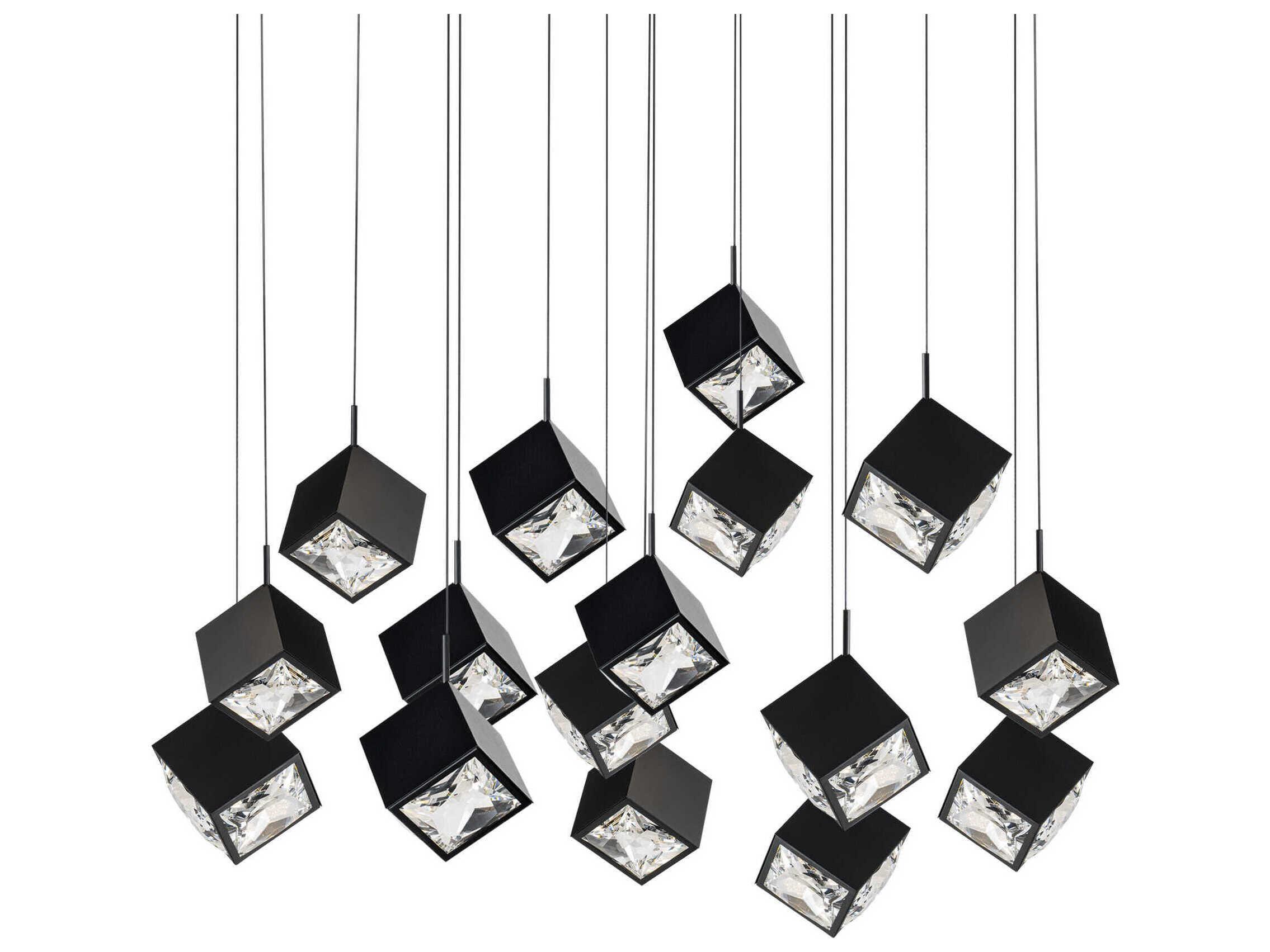 dweLED by WAC Lighting Ice Cube 14-Light Black Geometric Linear Island Pendant