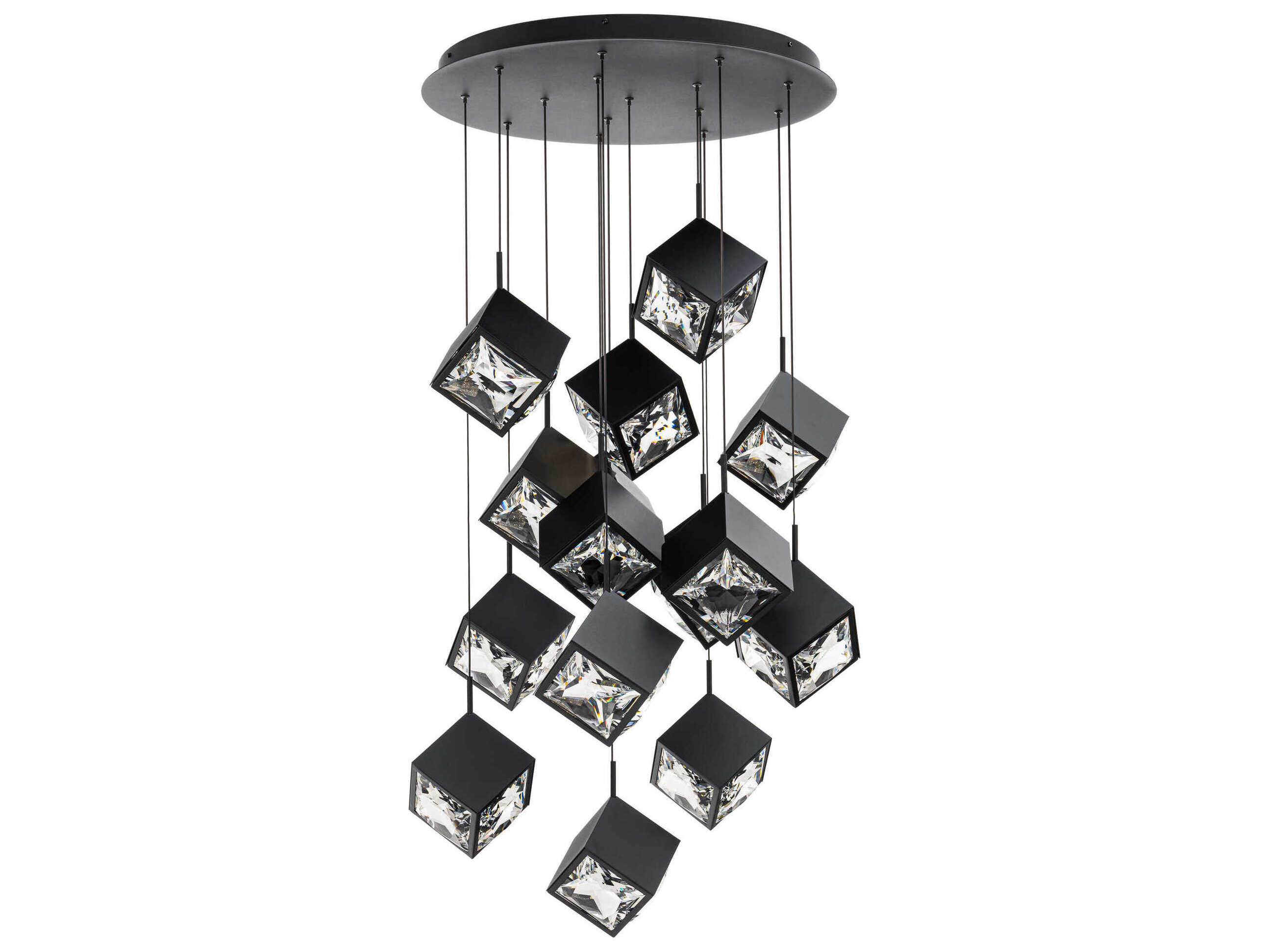 dweLED by WAC Lighting Ice Cube 15-Light Black Geometric Pendant