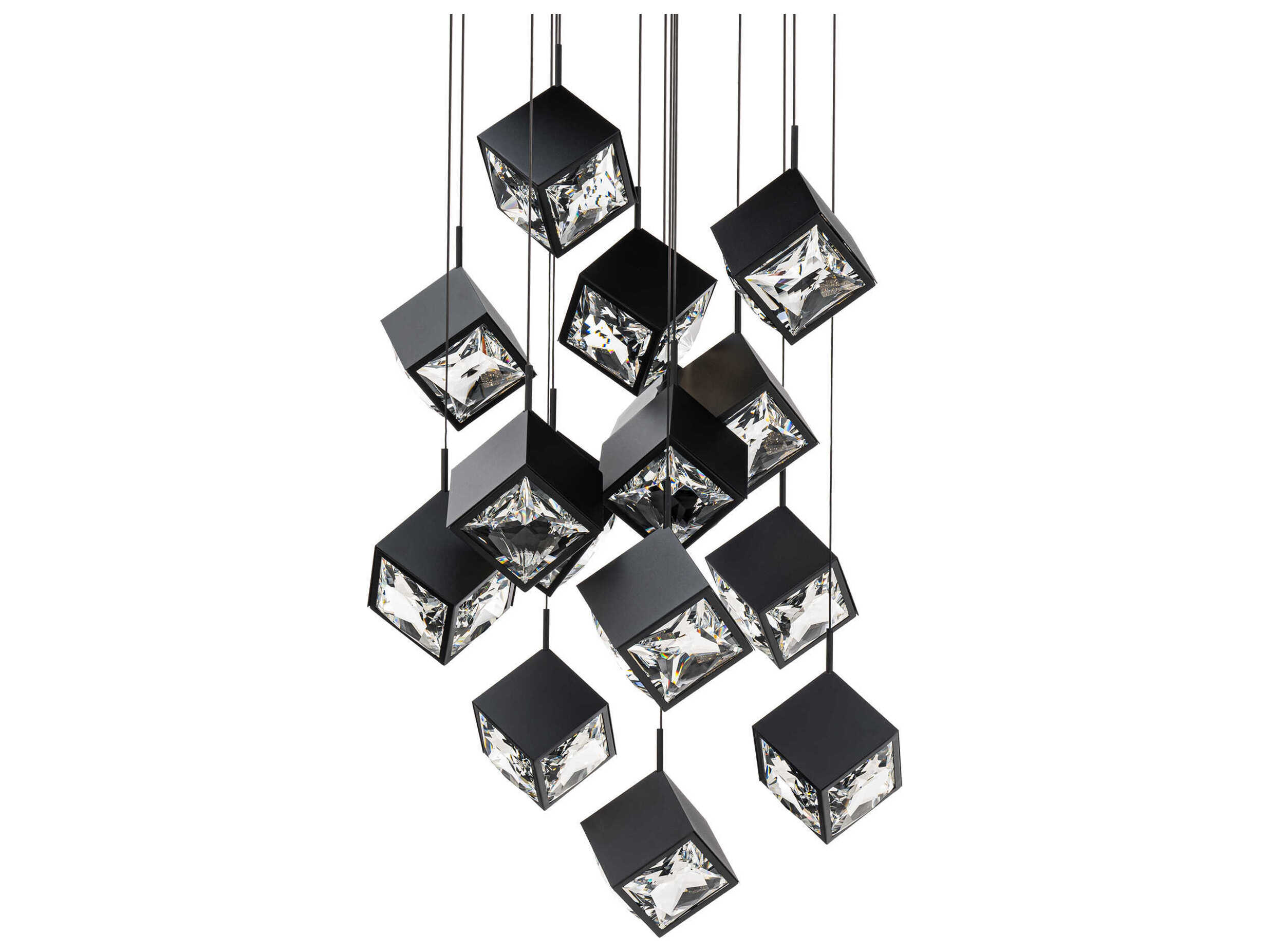 dweLED by WAC Lighting Ice Cube 15-Light Black Geometric Pendant