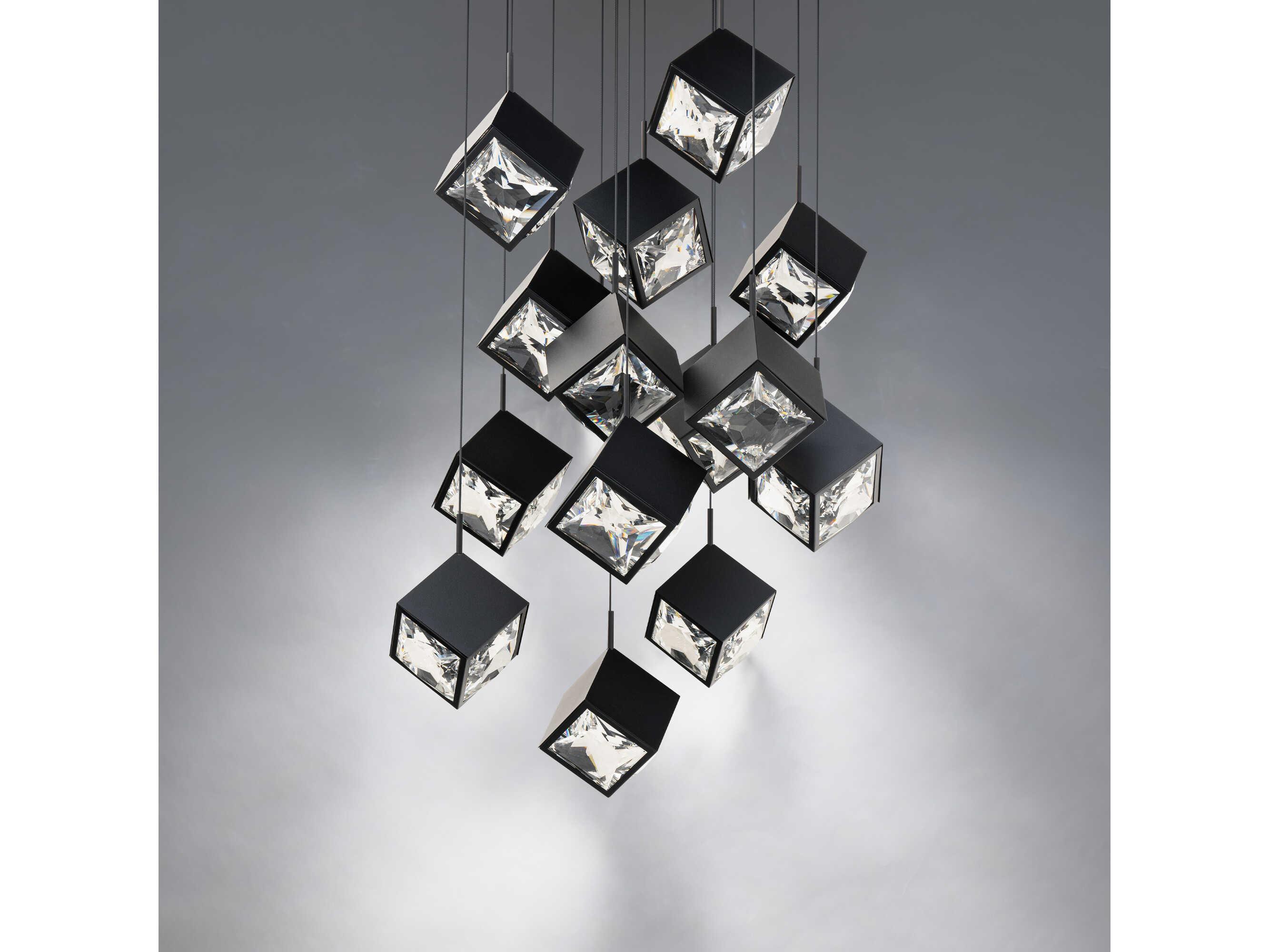 dweLED by WAC Lighting Ice Cube 15-Light Black Geometric Pendant