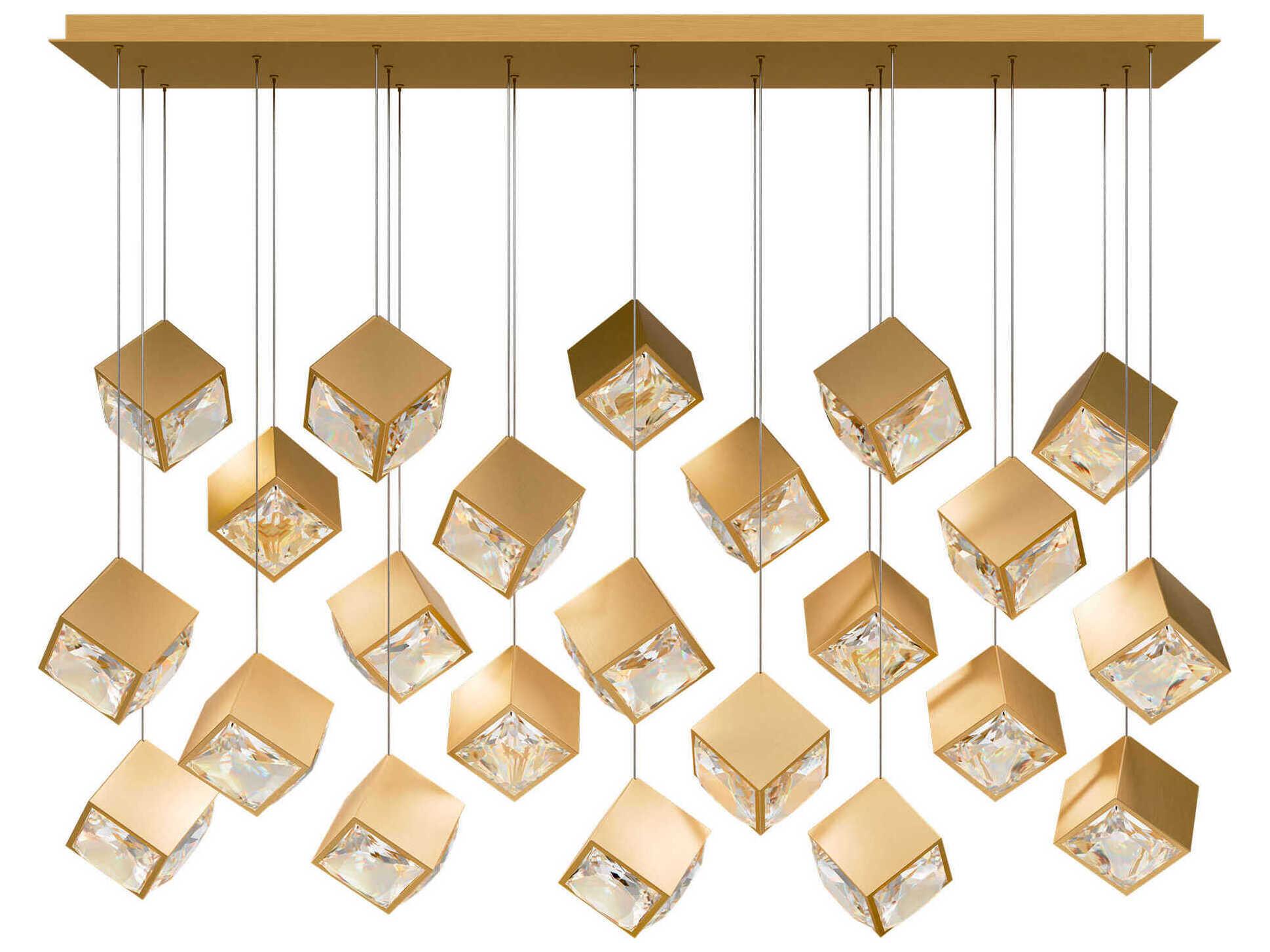 dweLED by WAC Lighting Ice Cube 23-Light Aged Brass Geometric Island Pendant