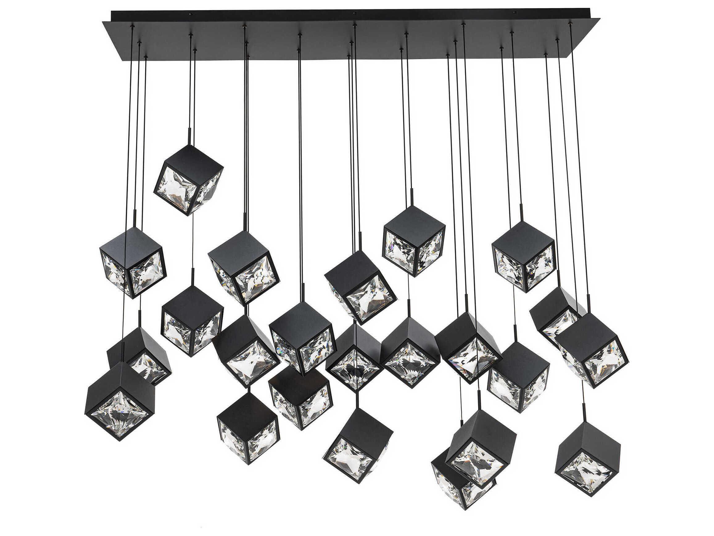 dweLED by WAC Lighting Ice Cube 23-Light Black Geometric Island Pendant