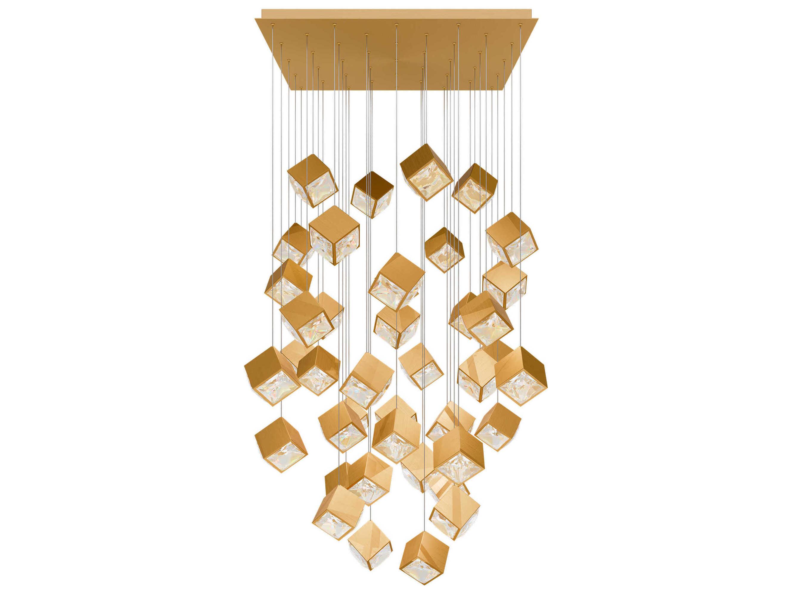 dweLED by WAC Lighting Ice Cube 41-Light Aged Brass Geometric Pendant