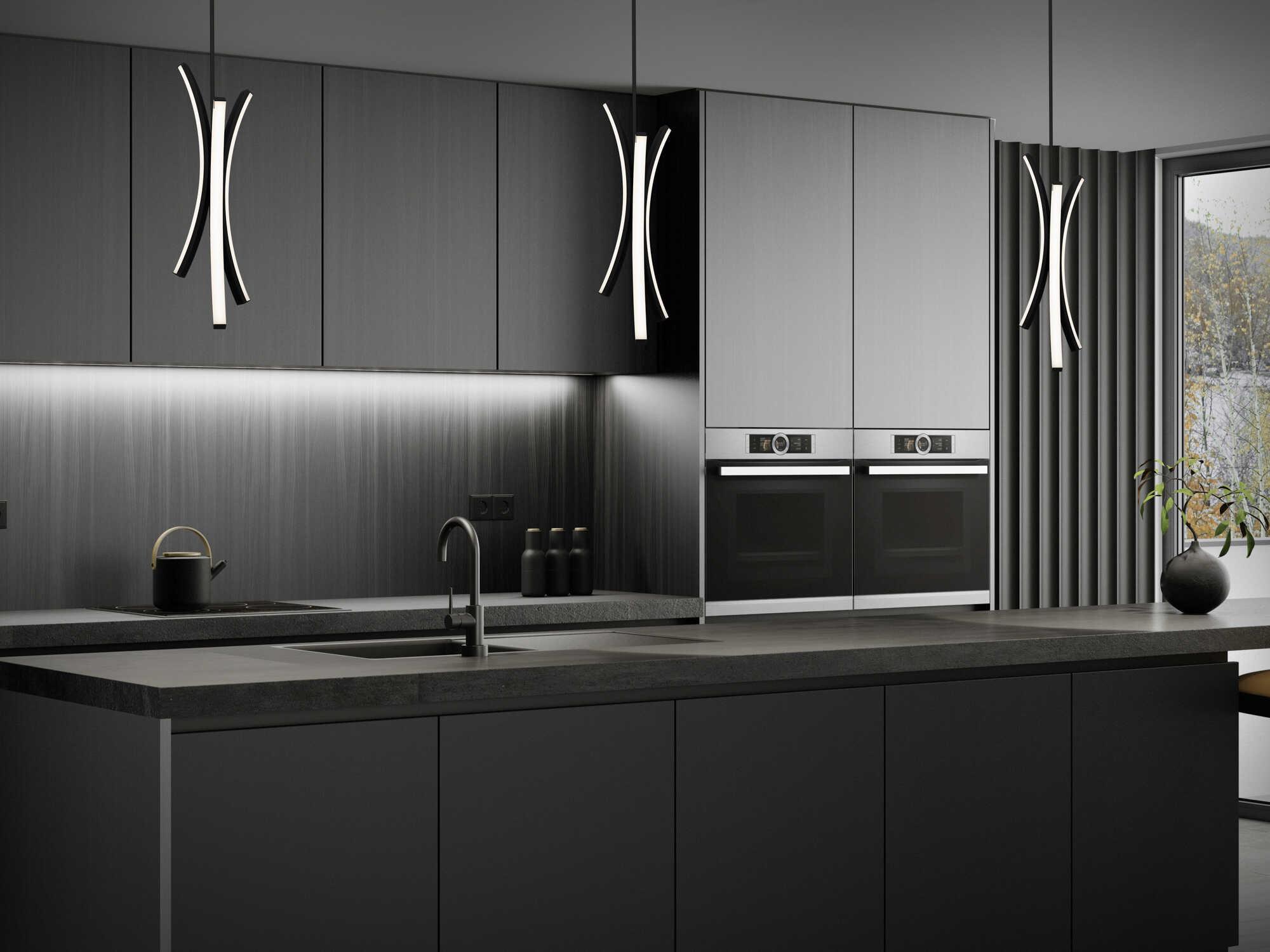 dweLED by WAC Lighting Tusk 3-Light Black Linear Mini Pendant