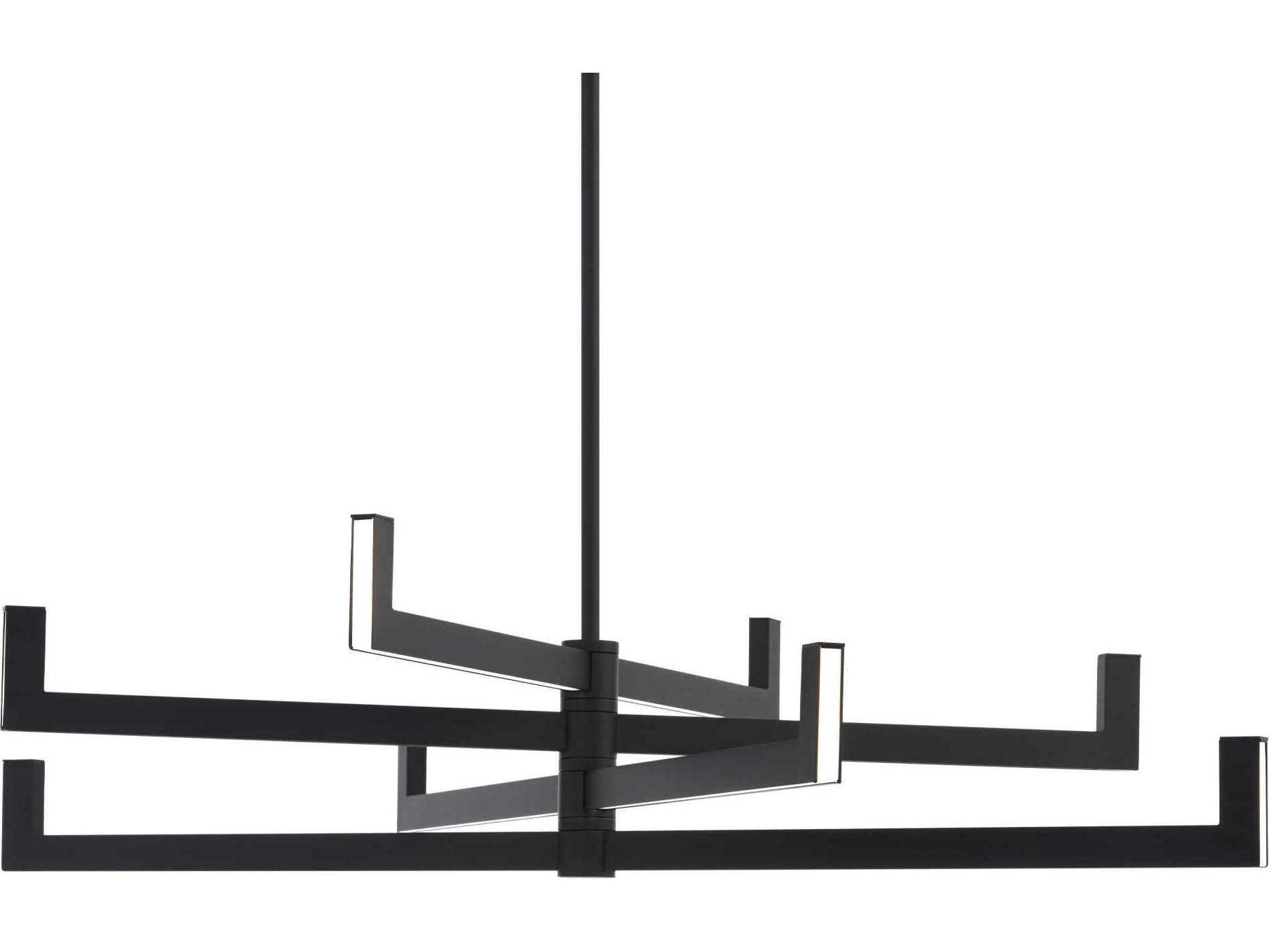 dweLED by WAC Lighting Ferrous 4-Light Black Linear Tiered Chandelier