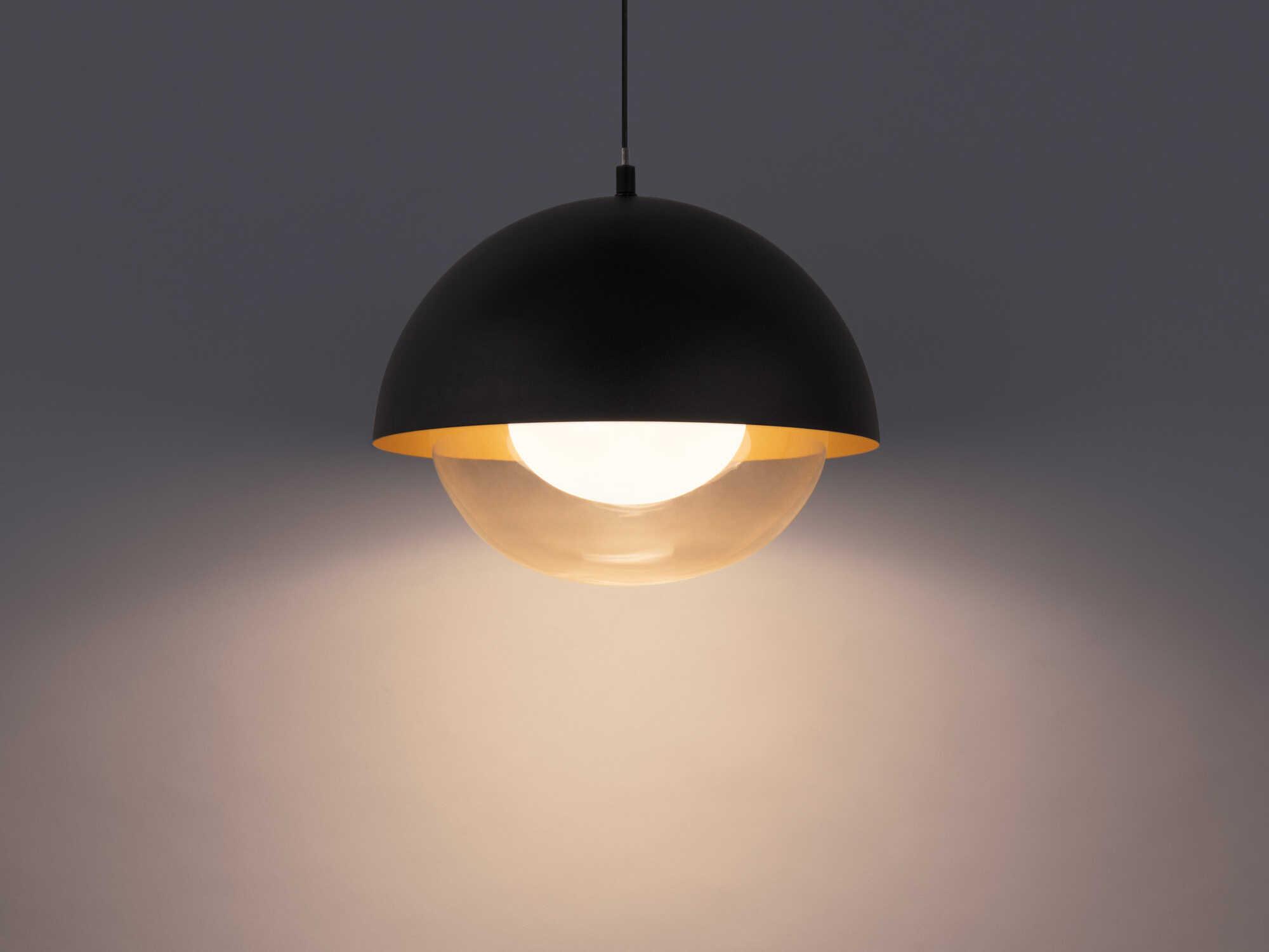 dweLED by WAC Lighting Dome 1-Light Black Gold Glass LED Mini Pendant