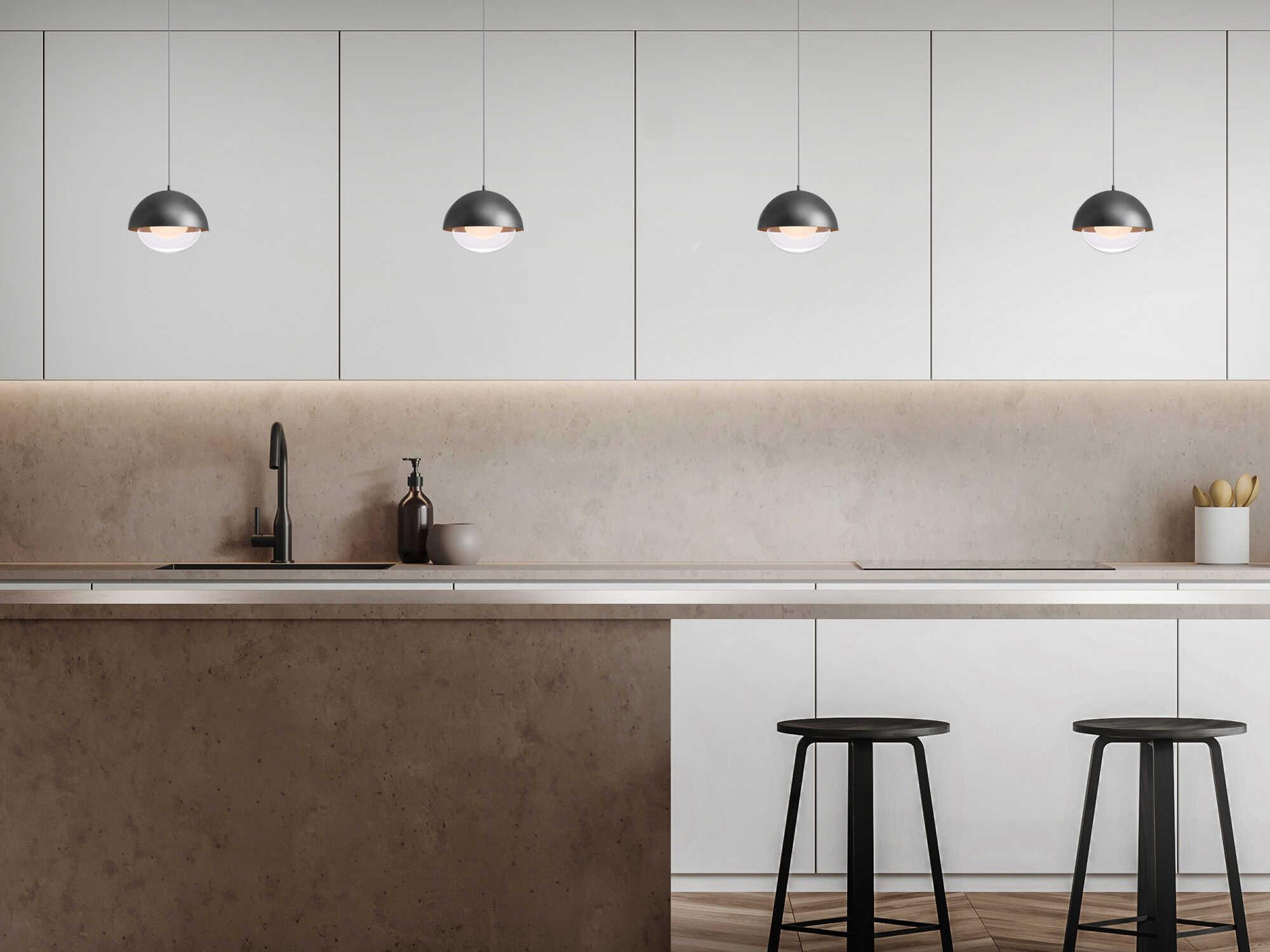 dweLED by WAC Lighting Dome 1-Light Black Gold Glass LED Mini Pendant