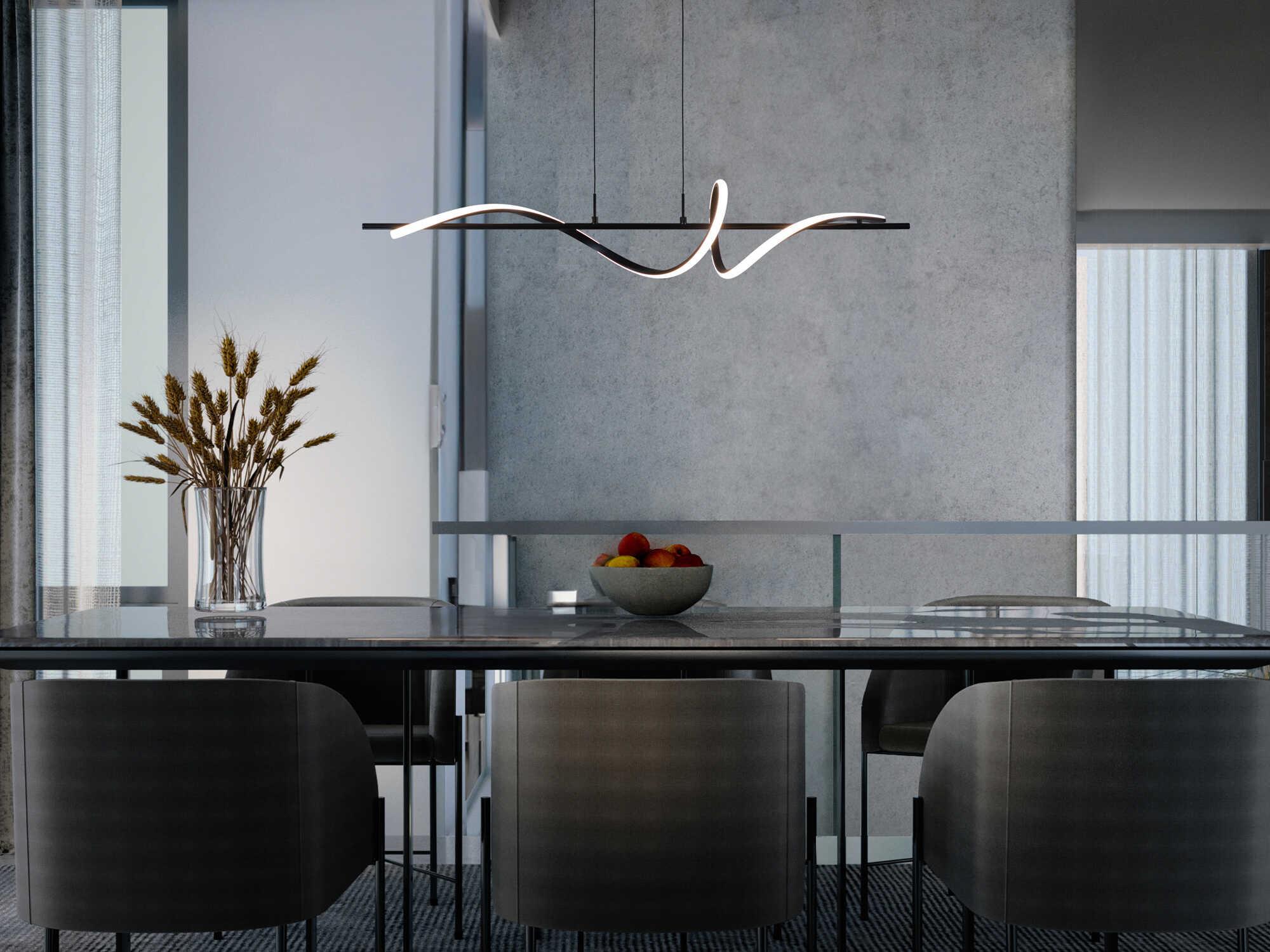 dweLED by WAC Lighting Corkscrew 1-Light Black Linear Island Pendant