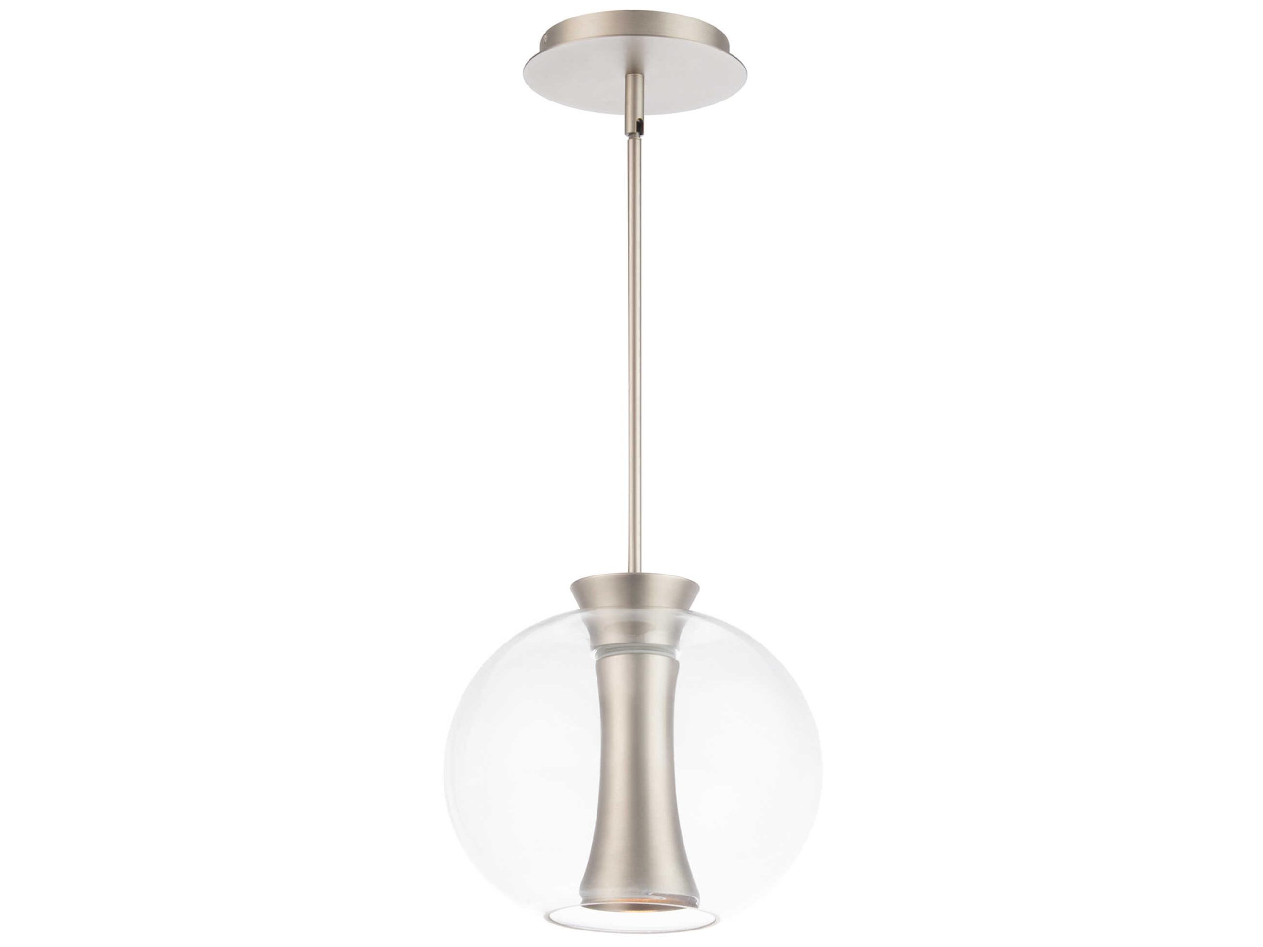 dweLED by WAC Lighting Echo 1-Light Brushed Nickel Glass LED Globe Round Mini Pendant