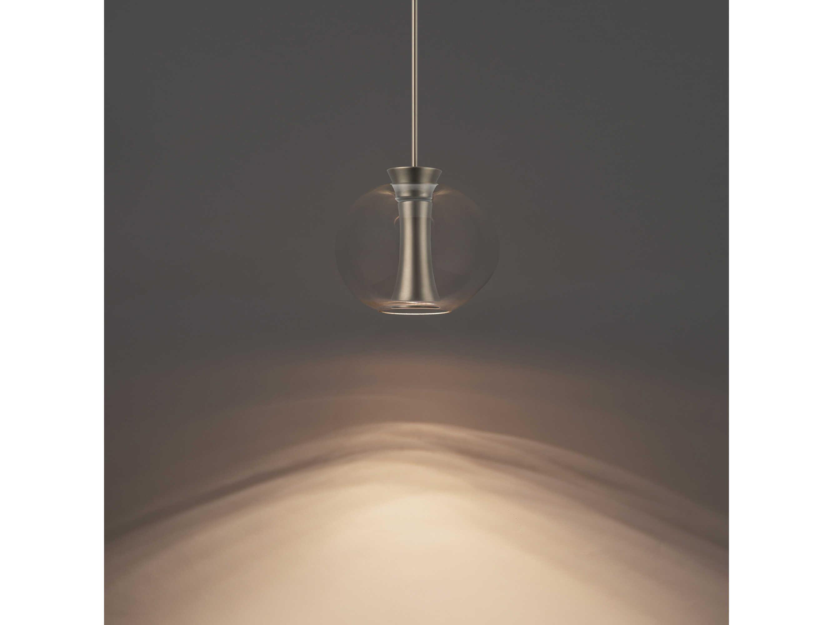 dweLED by WAC Lighting Echo 1-Light Brushed Nickel Glass LED Globe Round Mini Pendant