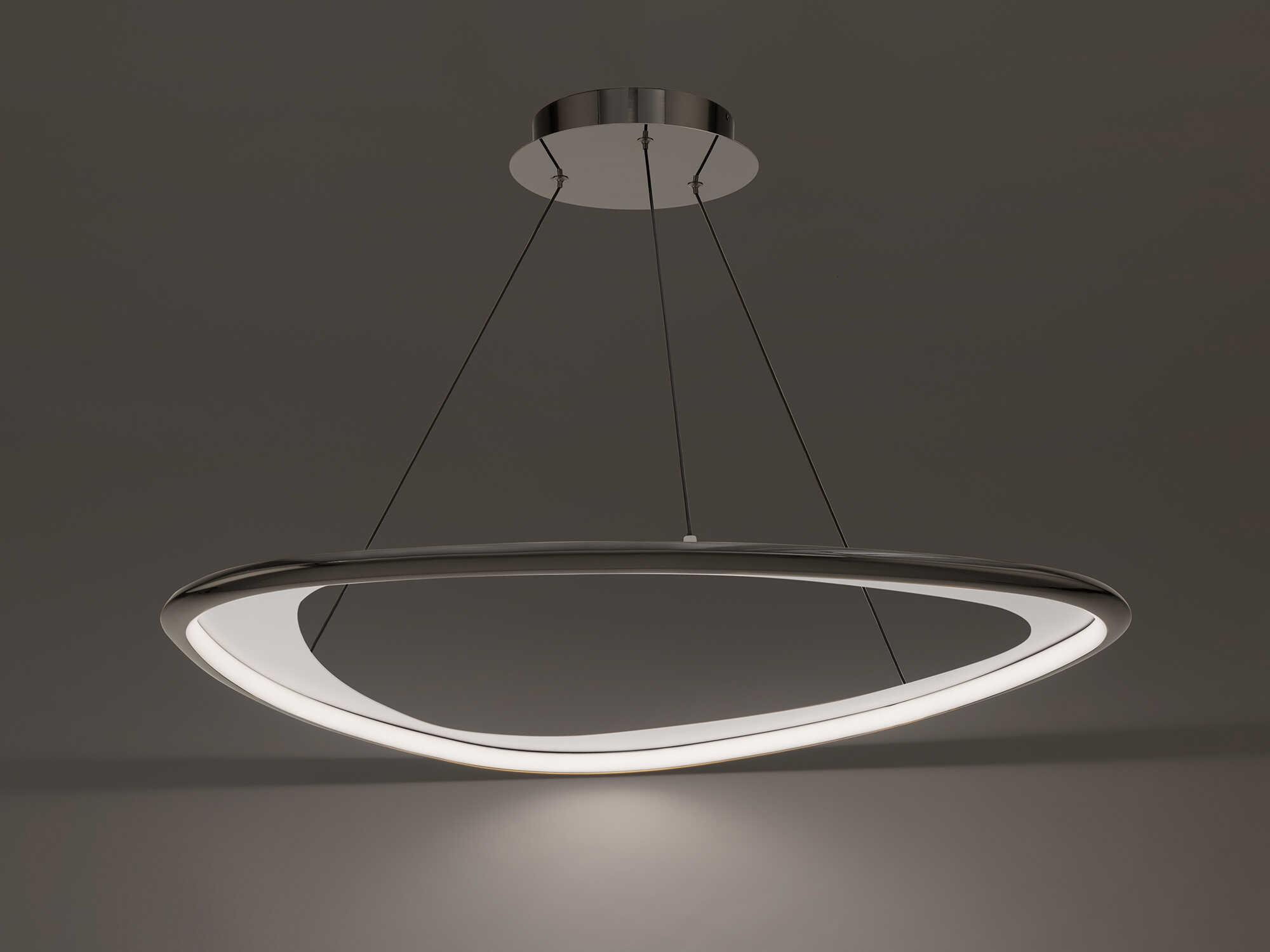 dweLED by WAC Lighting Oyster 1-Light Black Chrome Round Pendant