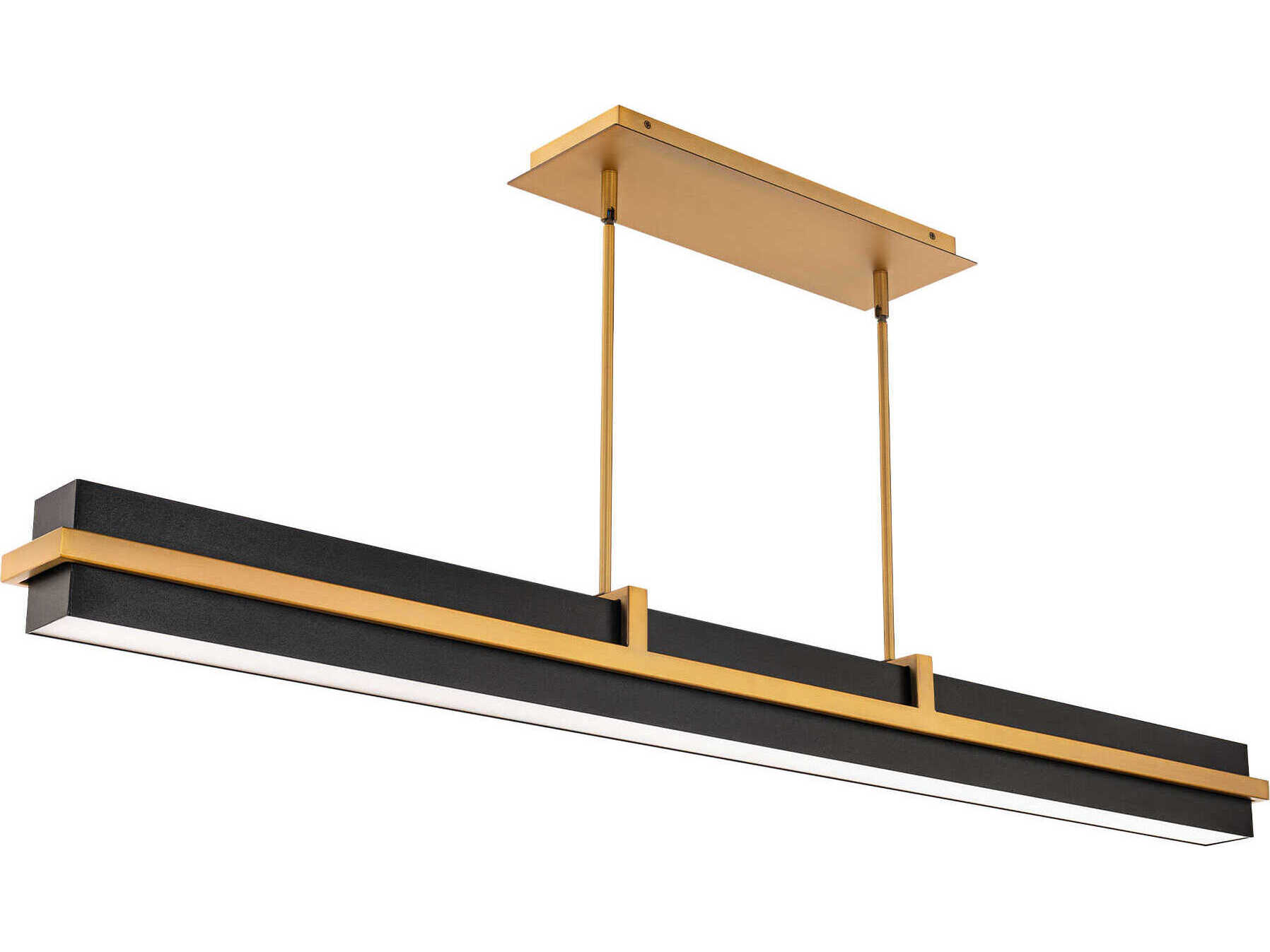 dweLED by WAC Lighting Desmond 1-Light Black Aged Brass Geometric Linear Island Pendant