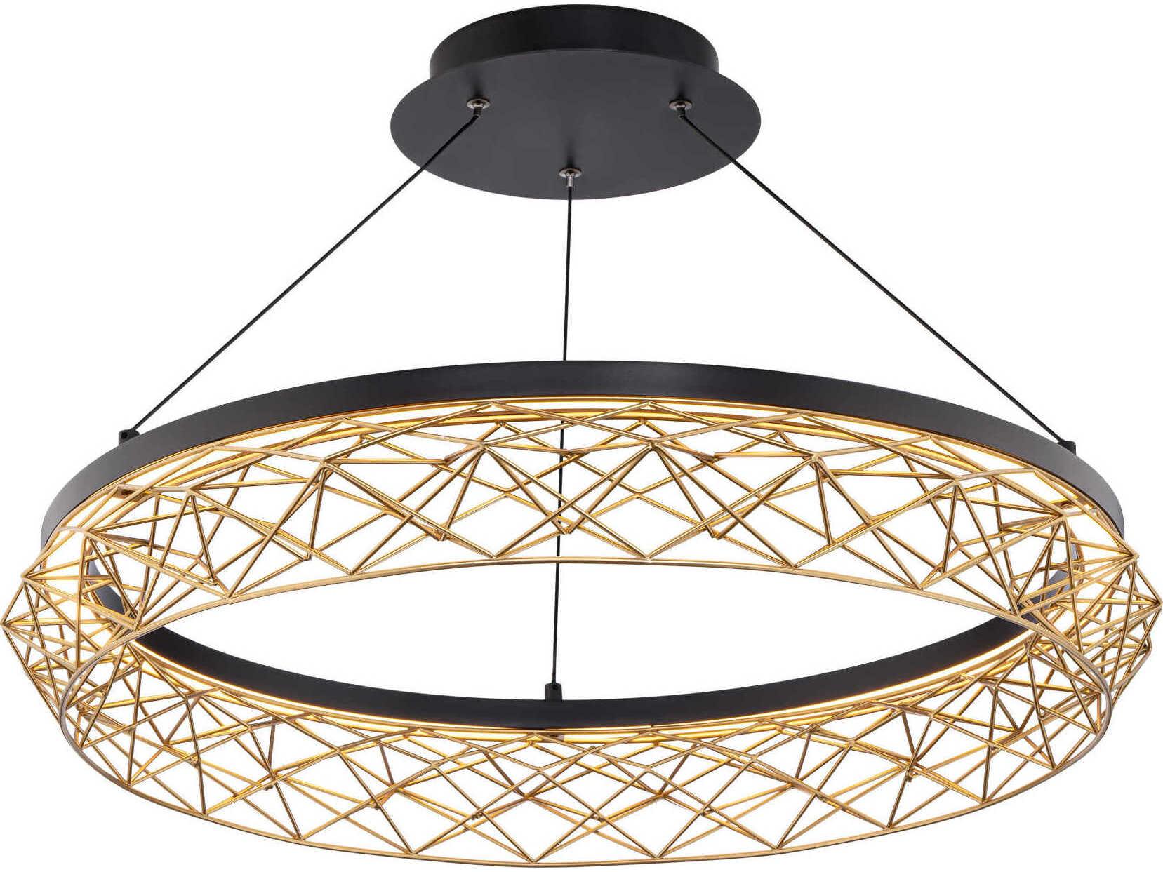 dweLED by WAC Lighting Lacey 1-Light Black gold Geometric Pendant