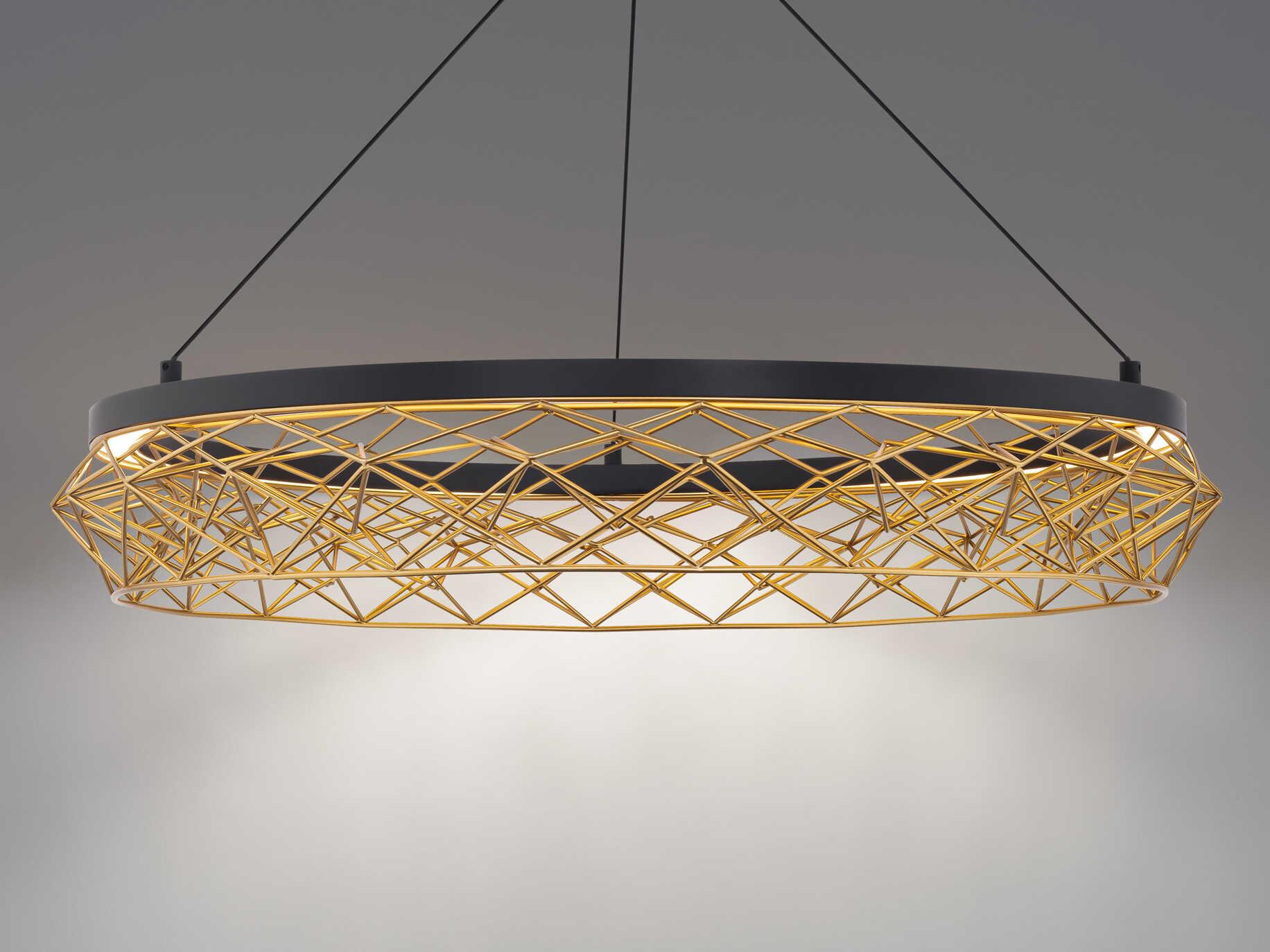 dweLED by WAC Lighting Lacey 1-Light Black gold Geometric Pendant