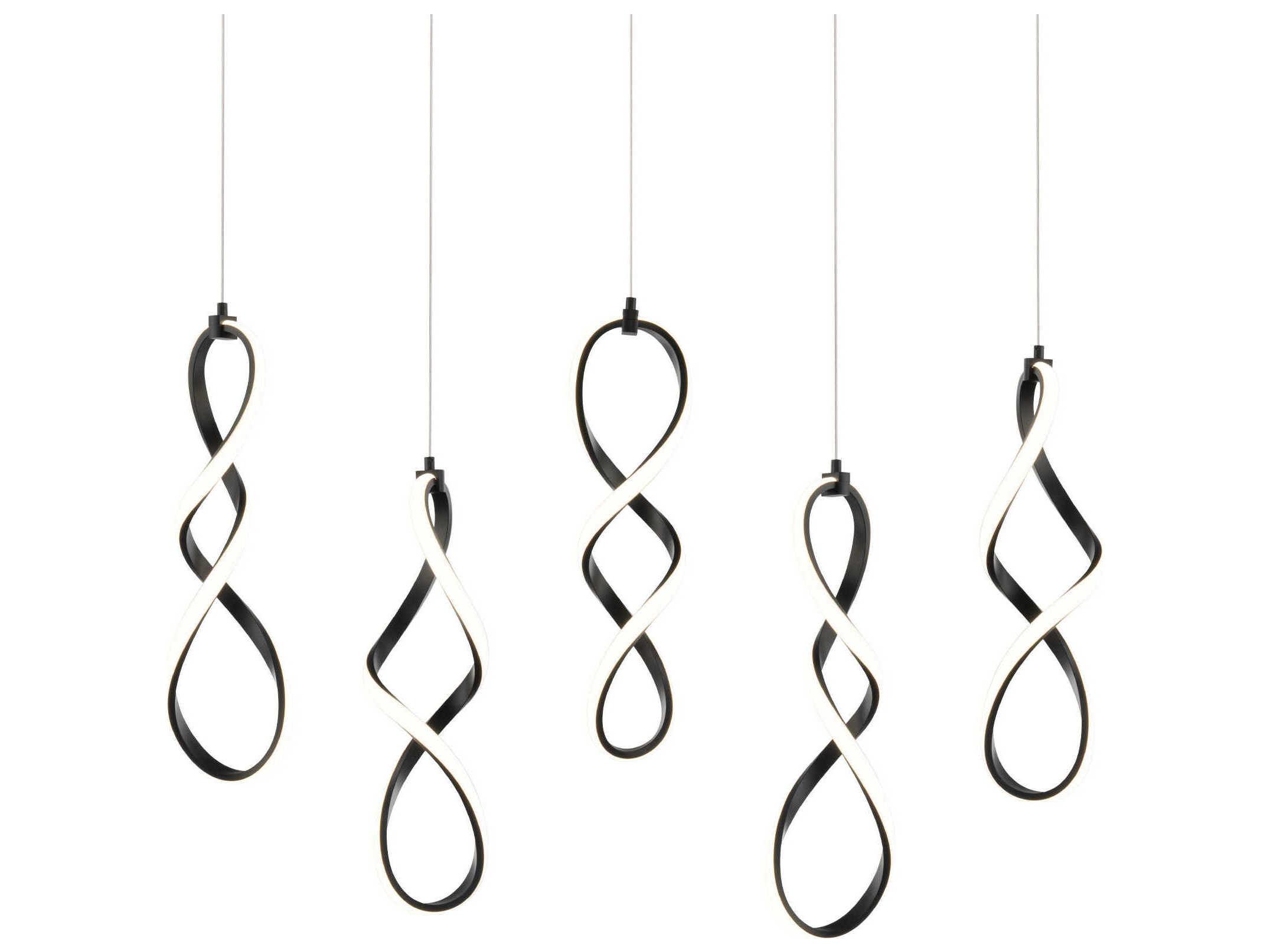 dweLED by WAC Lighting Interlace 5-Light Black Island Pendant