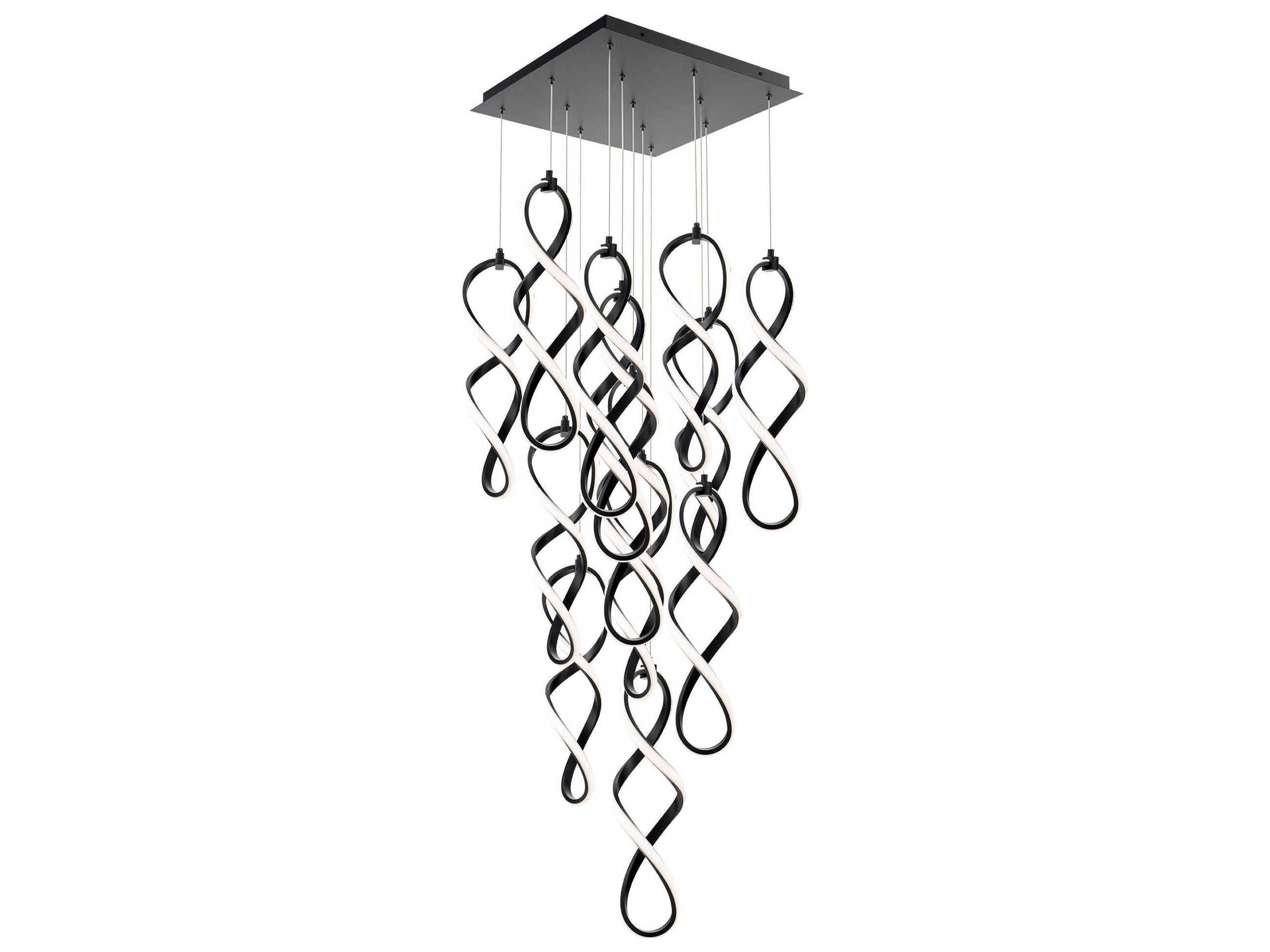 dweLED by WAC Lighting Interlace 13-Light Black Pendant