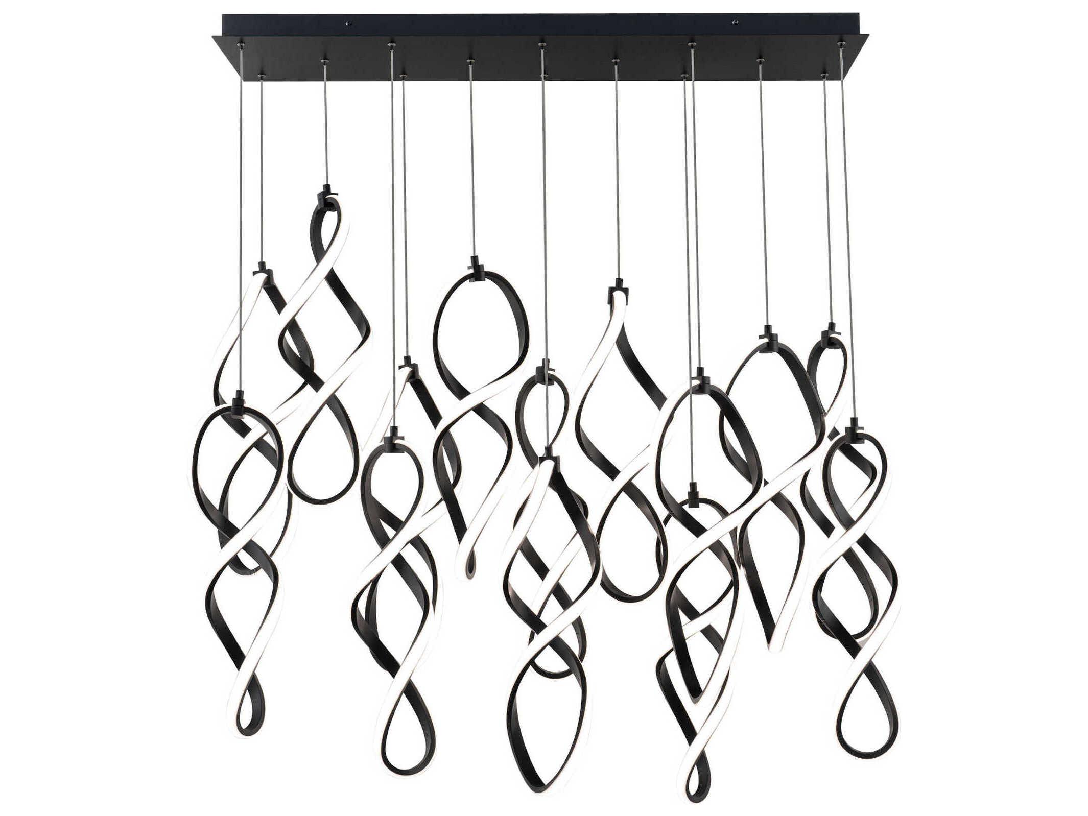 dweLED by WAC Lighting Interlace 14-Light Black Island Pendant