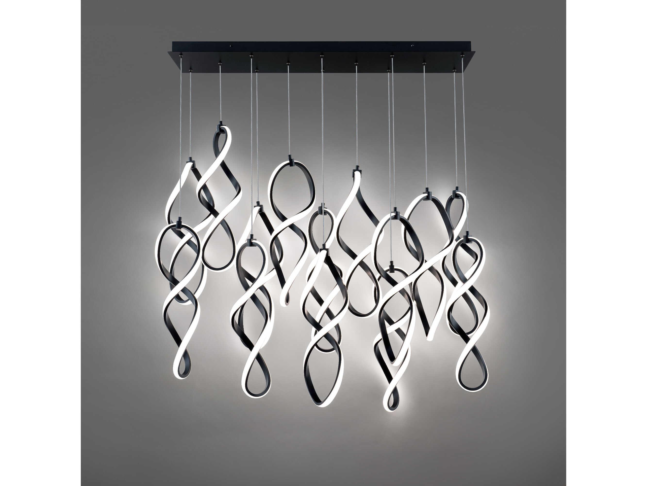 dweLED by WAC Lighting Interlace 14-Light Black Island Pendant