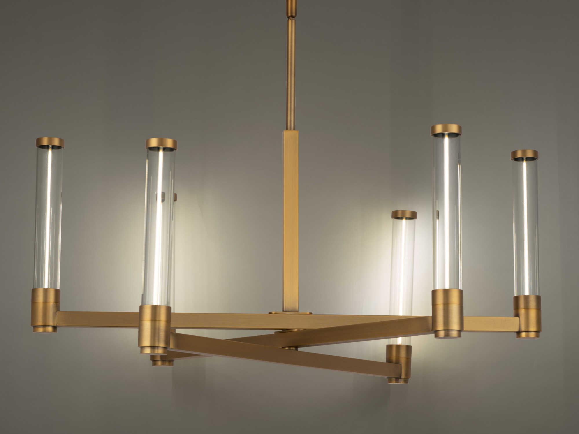 dweLED by WAC Lighting Jedi 6-Light Aged Brass Glass LED Cylinder Chandelier