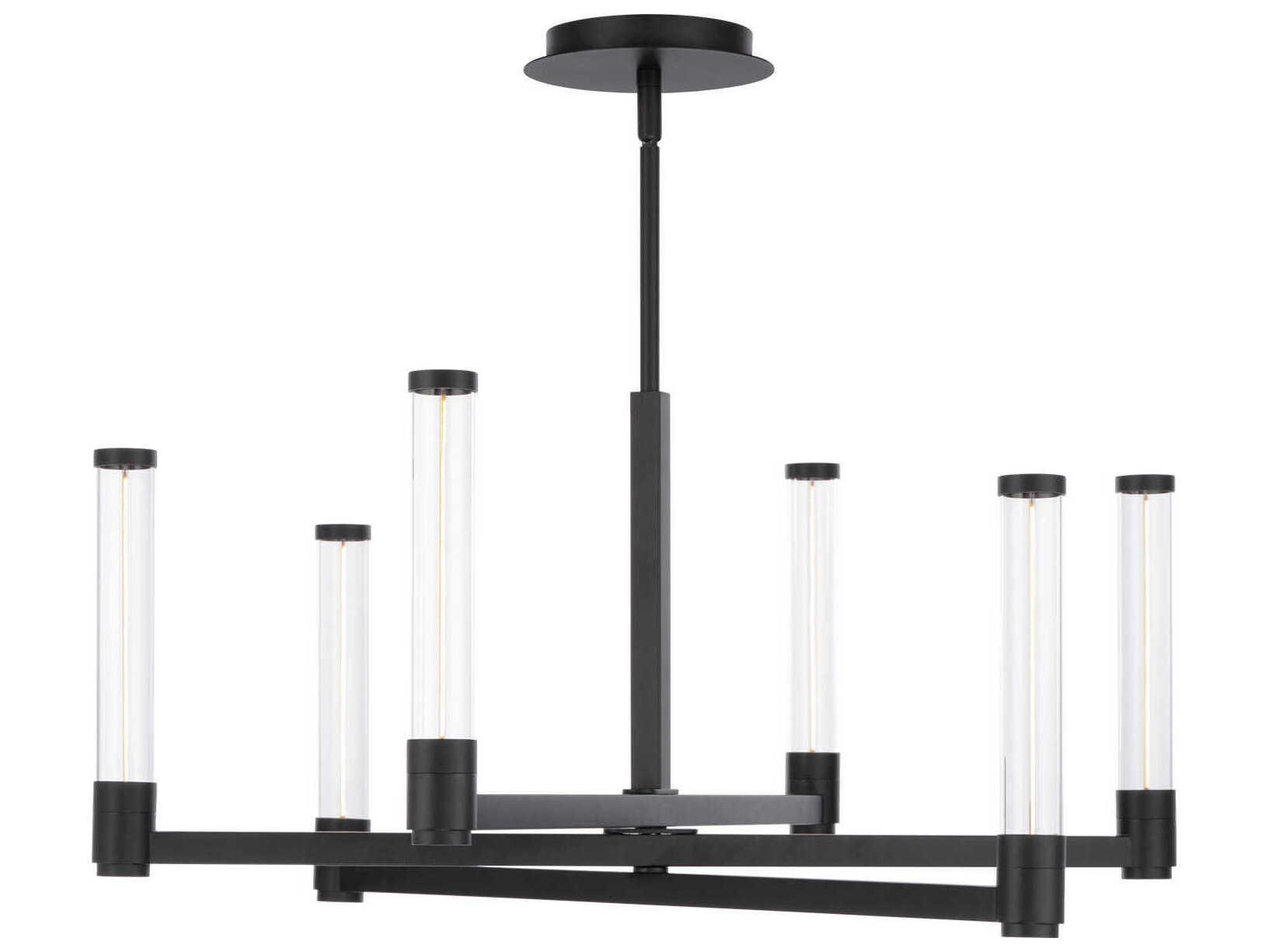 dweLED by WAC Lighting Jedi 6-Light Black Glass LED Cylinder Chandelier