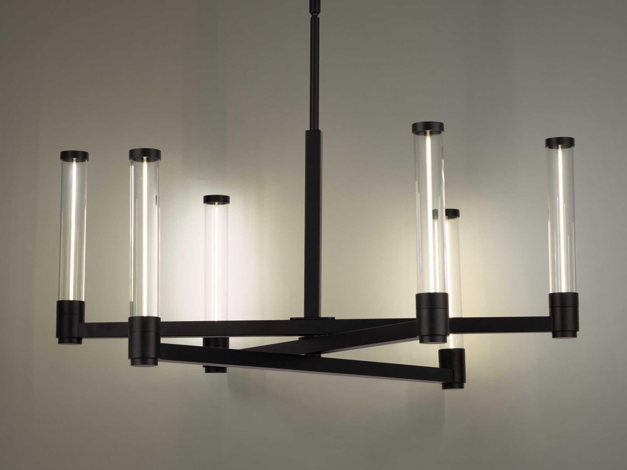 dweLED by WAC Lighting Jedi 6-Light Black Glass LED Cylinder Chandelier