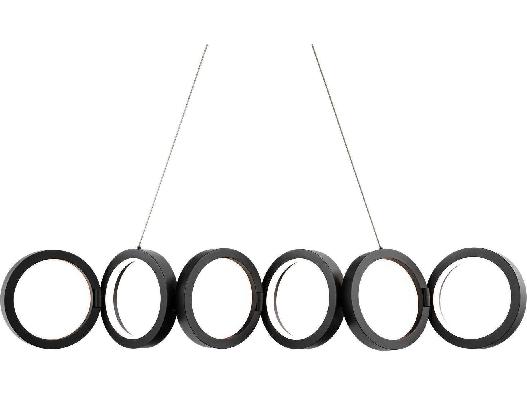 dweLED by WAC Lighting Cabot 6-Light Black Linear Round Island Pendant