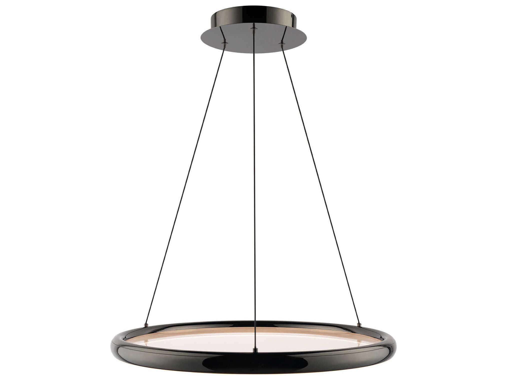dweLED by WAC Lighting Huxley 1-Light Black Chrome Round Pendant