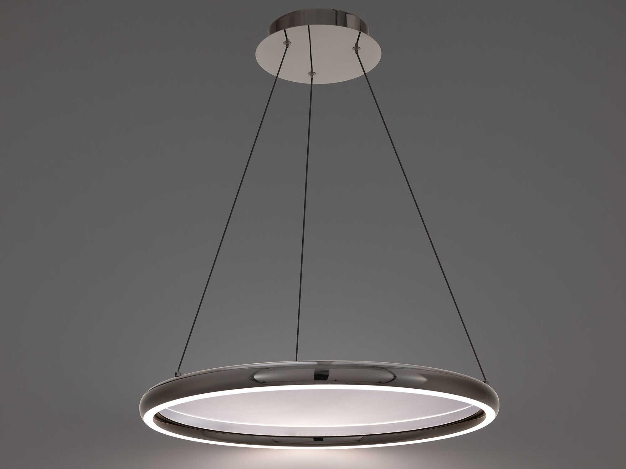 dweLED by WAC Lighting Huxley 1-Light Black Chrome Round Pendant
