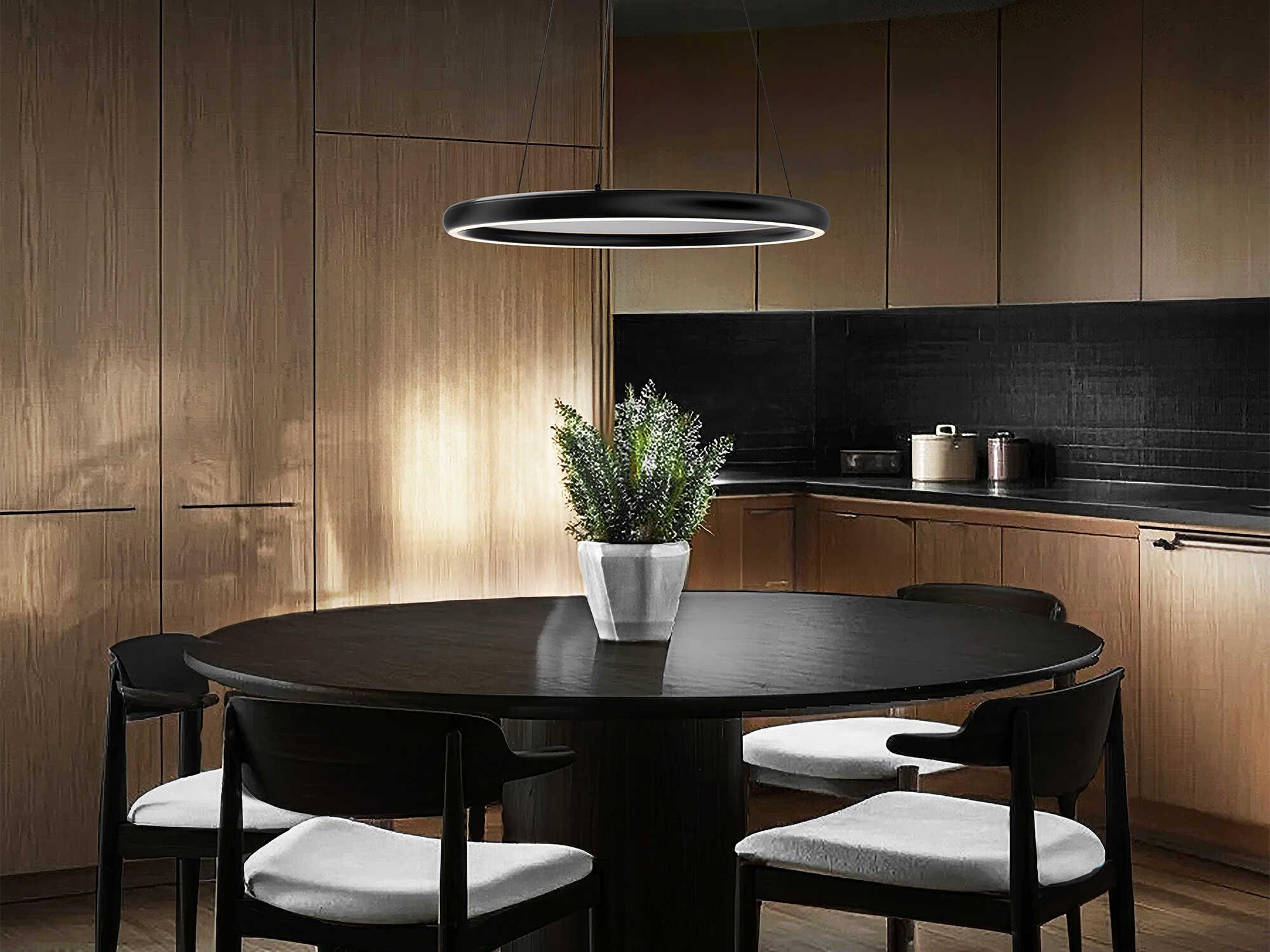 dweLED by WAC Lighting Huxley 1-Light Black Chrome Round Pendant