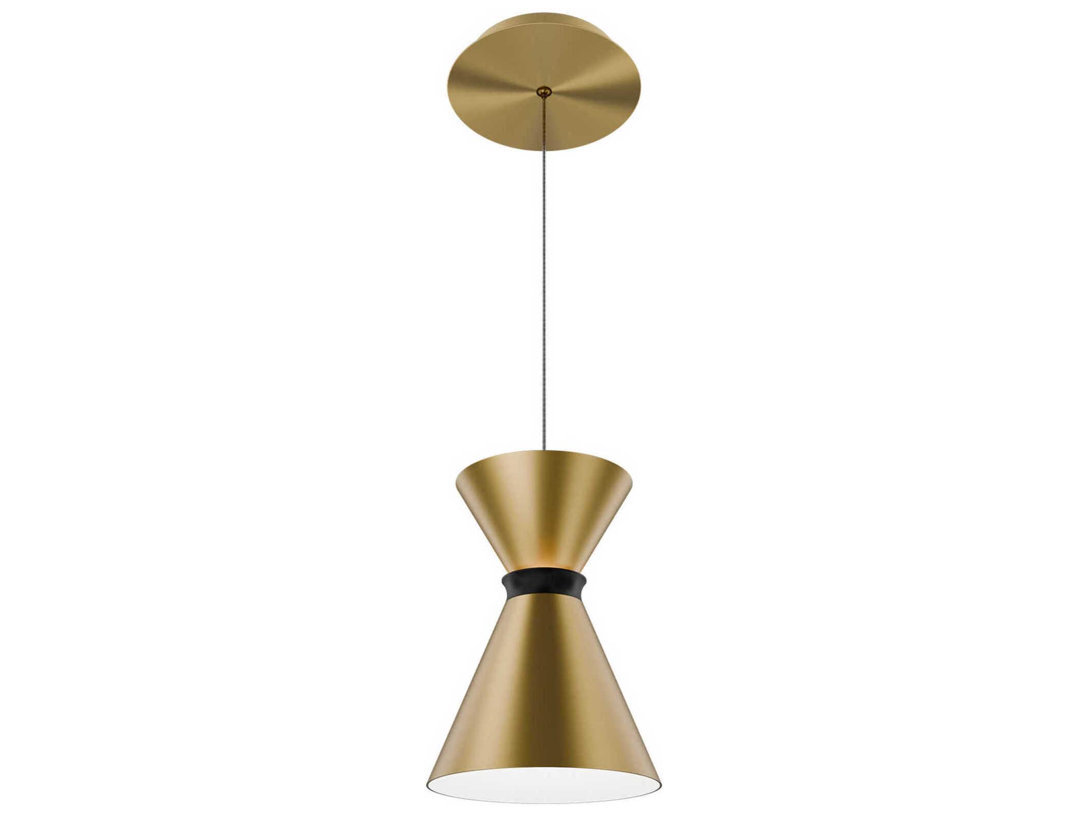 dweLED by WAC Lighting Pin Up 1-Light Aged Brass Black Mini Pendant